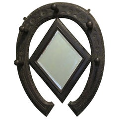 Gothic Horseshoe Coat and Tack Rack with Mirror