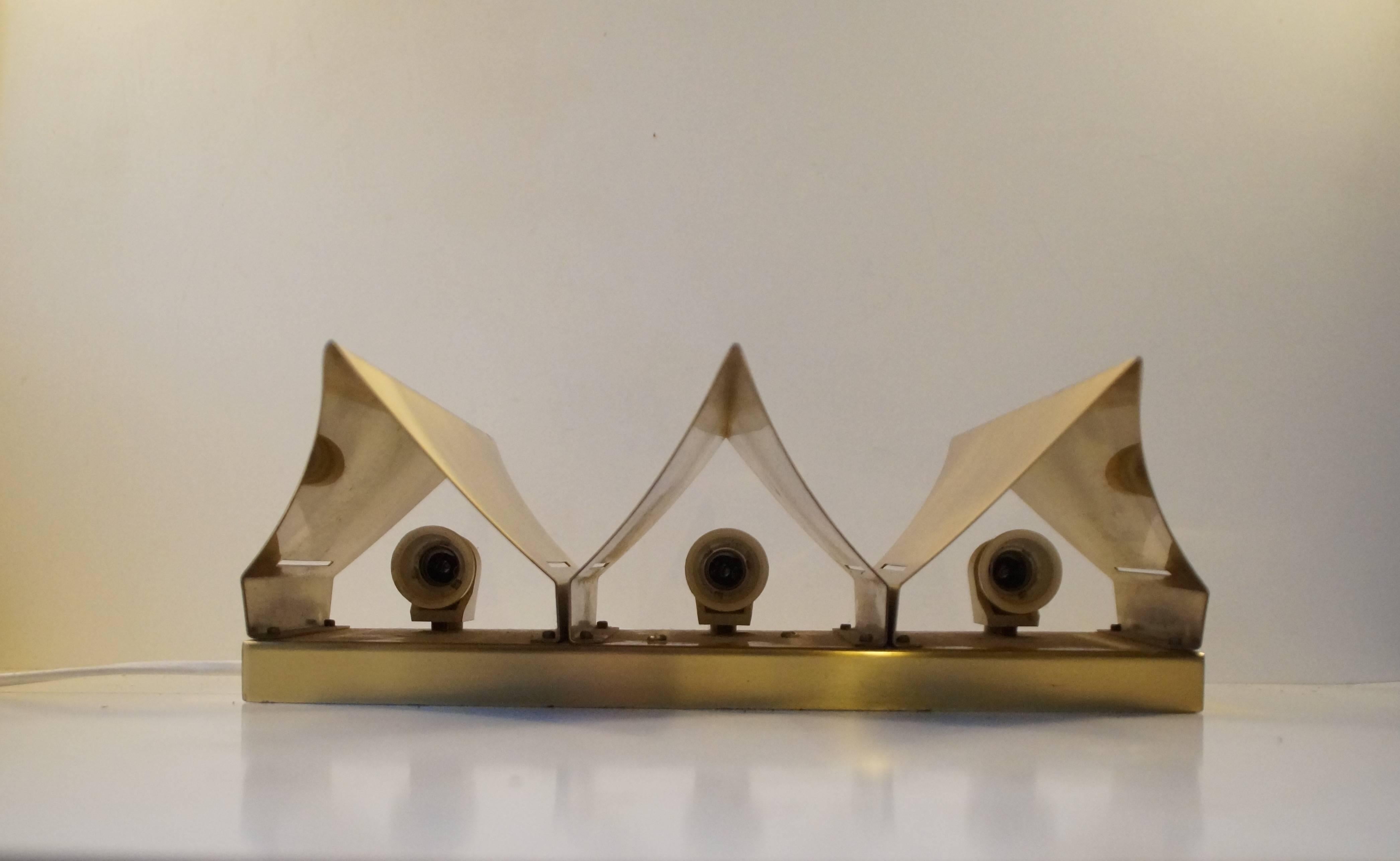 Mid-Century Modern Gothic III, Danish Brutalist Brass Sconce by Lyfa, 1960s For Sale