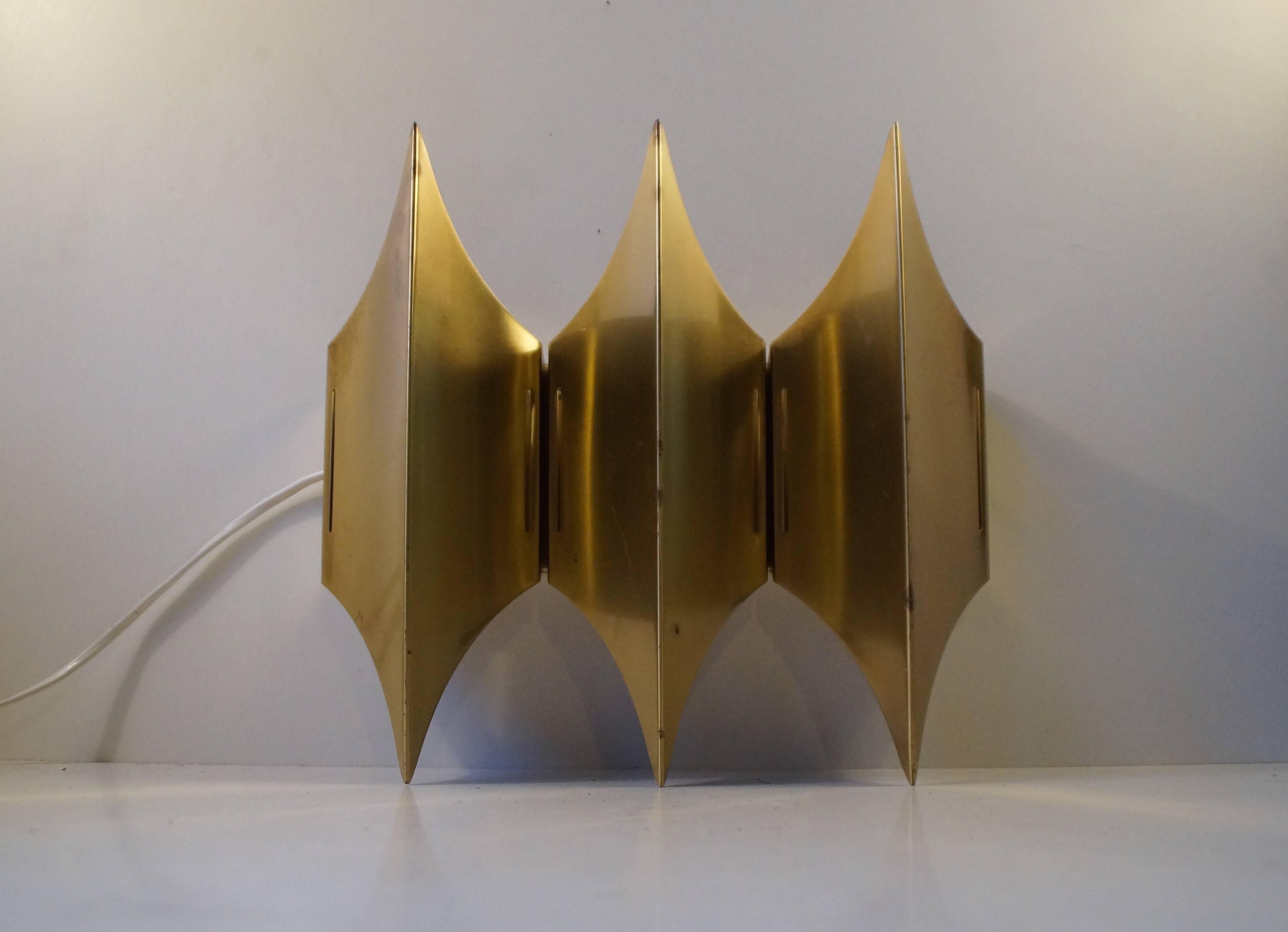 Brushed Gothic III, Danish Brutalist Brass Sconce by Lyfa, 1960s For Sale