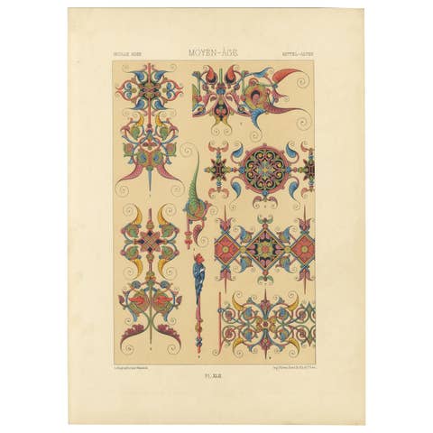 Gothic Illumination-Inspired Ornament – Middle Ages Decorative Designs, c.1869