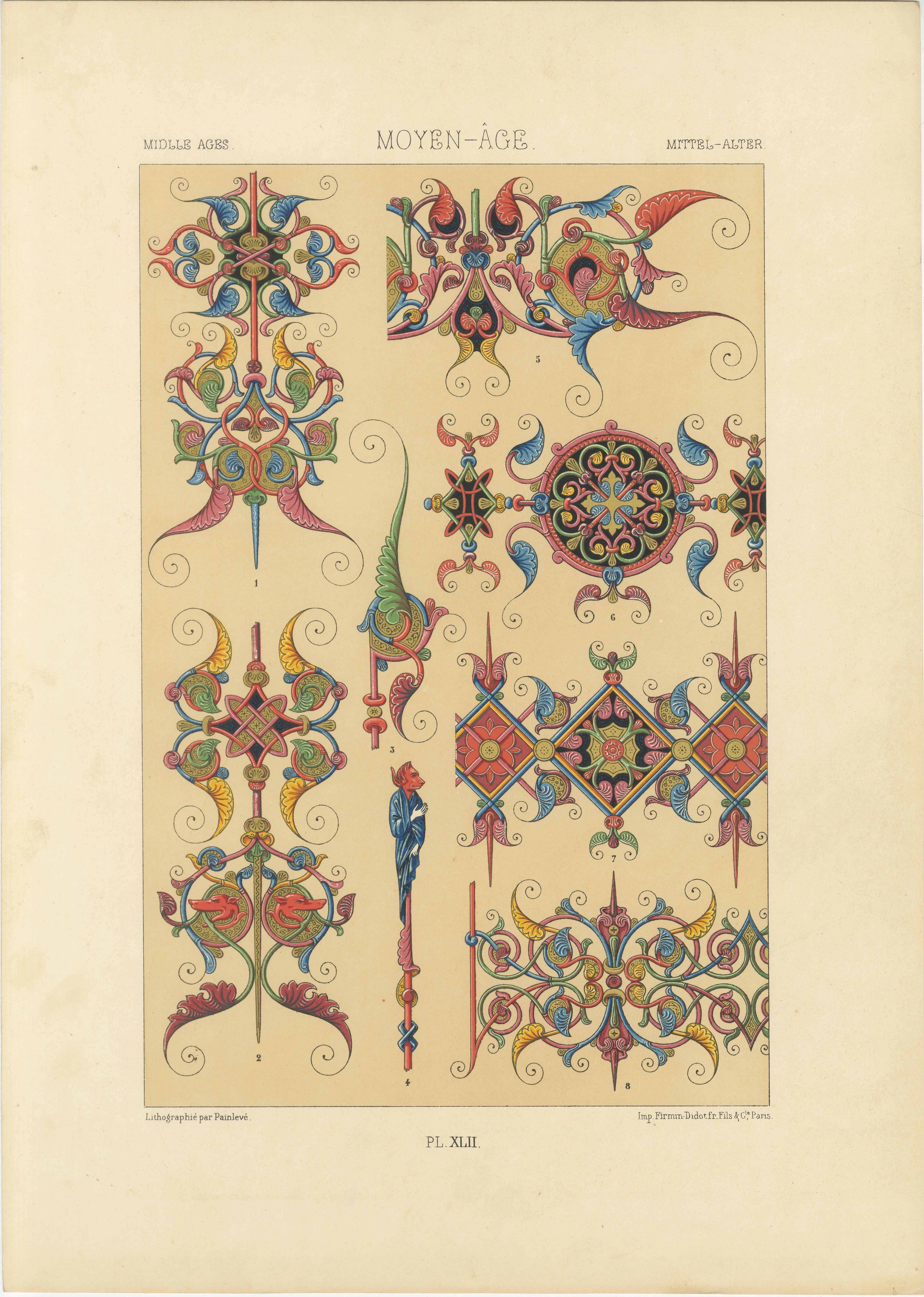 Gothic Illumination-Inspired Ornament – Middle Ages Decorative Designs, c.1869