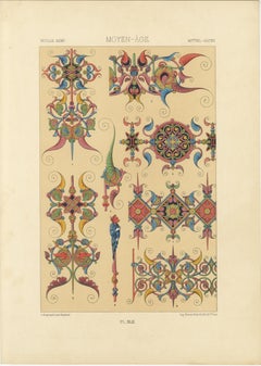 Ornamento gótico inspirado en la iluminación - Diseños decorativos de la Edad Media, c.1869