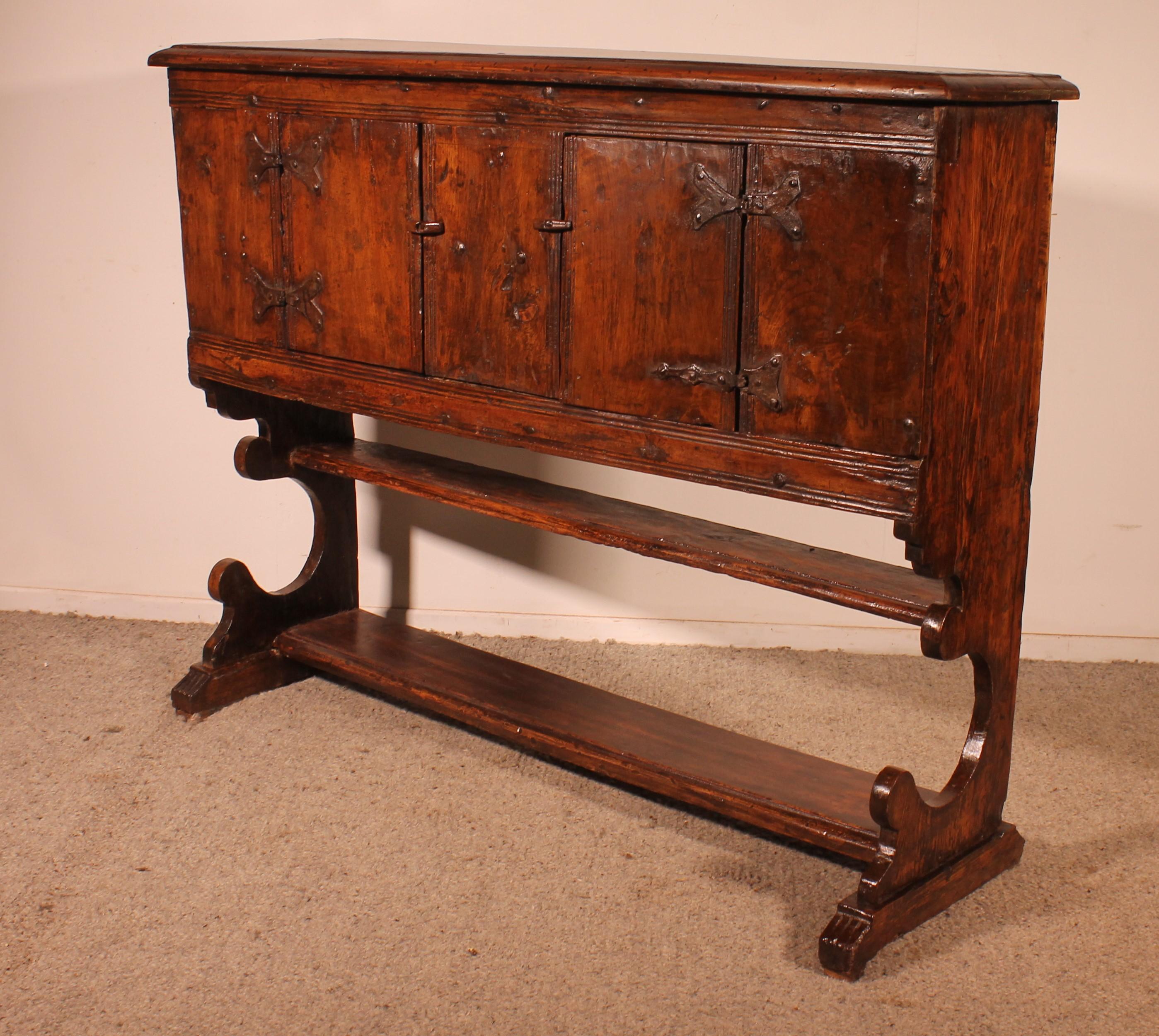 Chestnut Gothic Influence Credenza - 16th Century For Sale