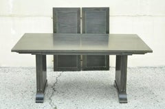 Gothic James Mont Style Green Cerused Oak Pedestal Dining Table by Enkeboll