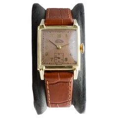Gothic "Jarproof" Gold gefüllt Art Deco Tank Uhr circa 1940's Original Zifferblatt