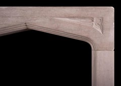 Gothic Limestone Fireplace, 19th Century English Antique Design