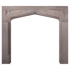 Gothic Limestone Fireplace, 19th Century English Antique Design