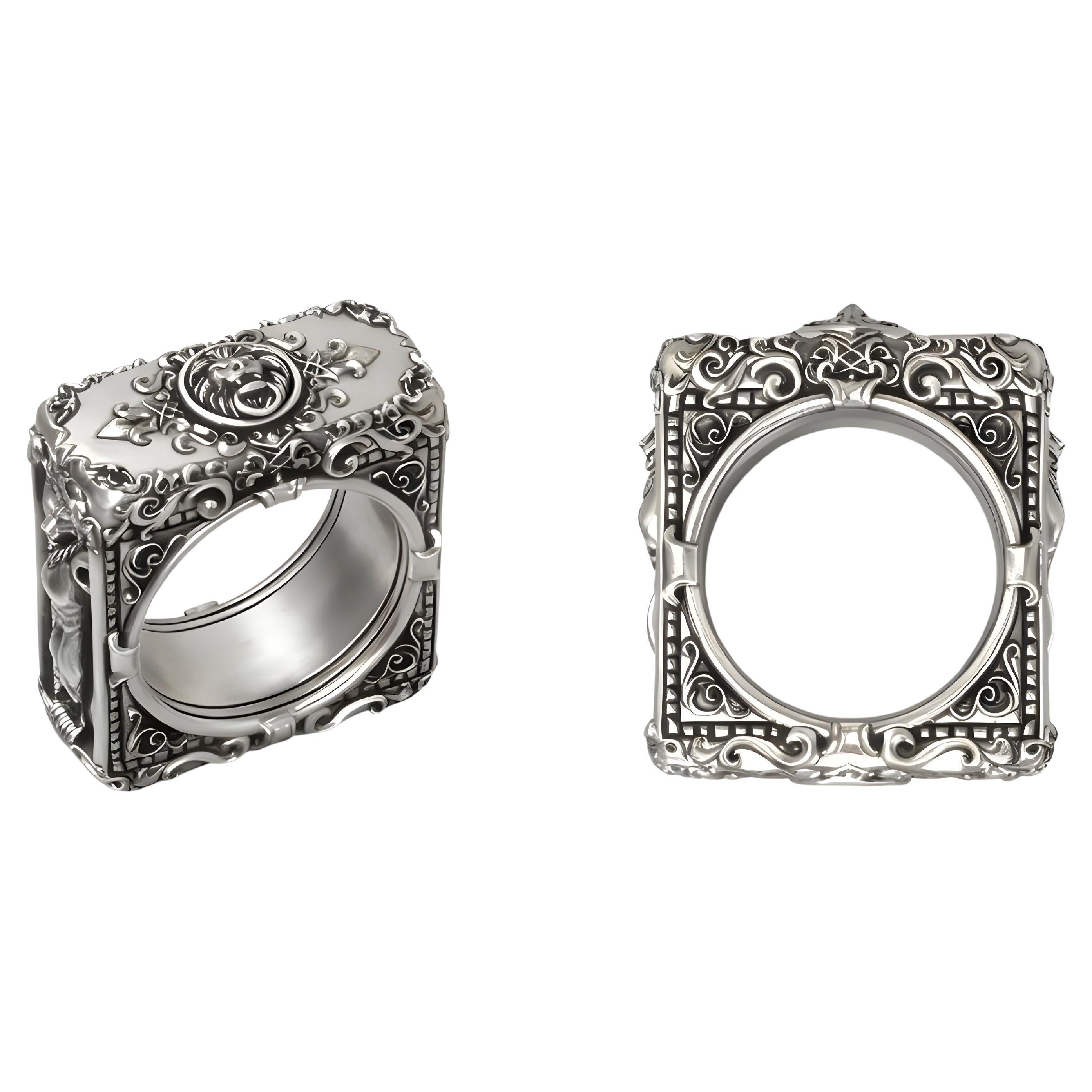 Gothic Löwe Sterling Silber Statement Ring