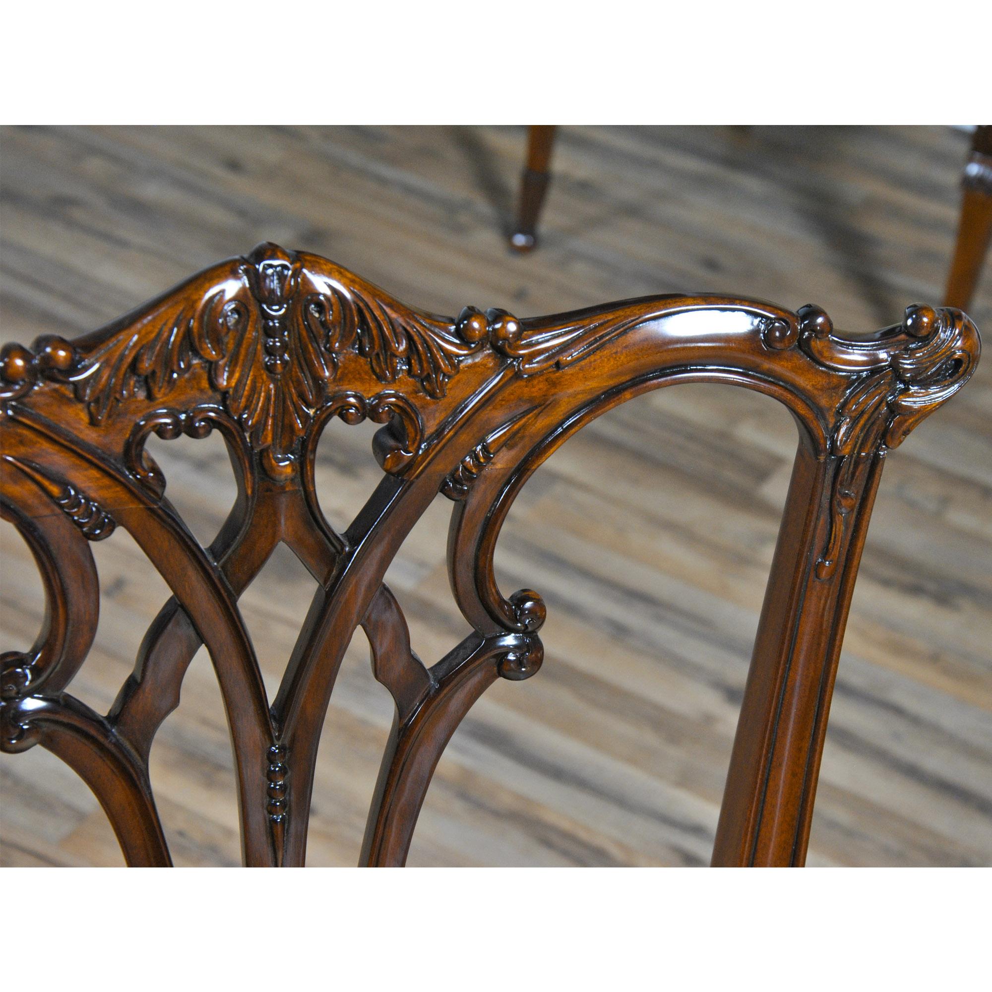 Gothic Mahogany Chippendale Chairs, Set of 10 For Sale 7