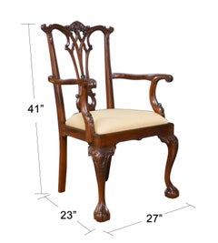 Gothic Mahogany Chippendale Chairs, Set of 10