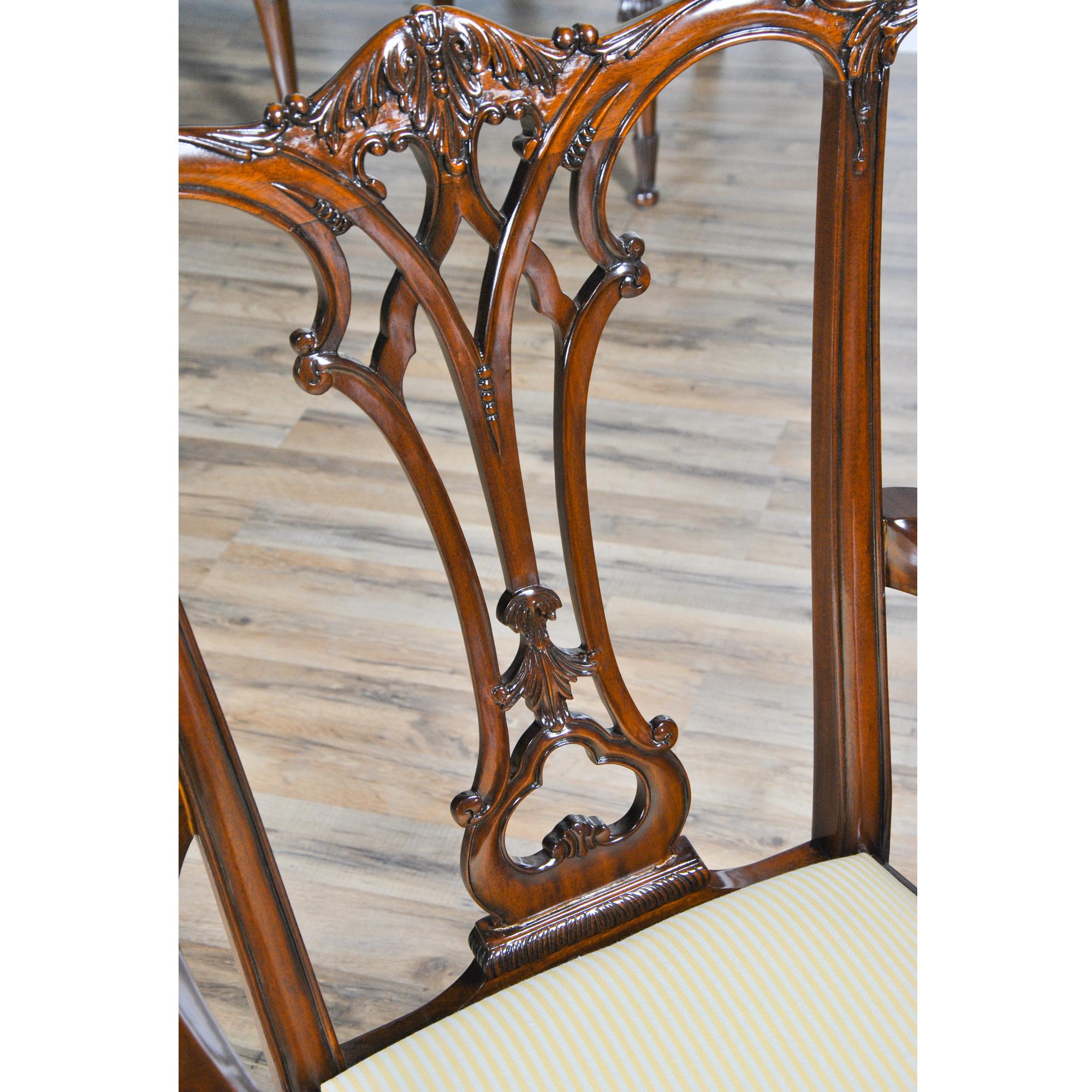 Gothic Mahogany Chippendale Chairs, Set of 10 In New Condition For Sale In Annville, PA