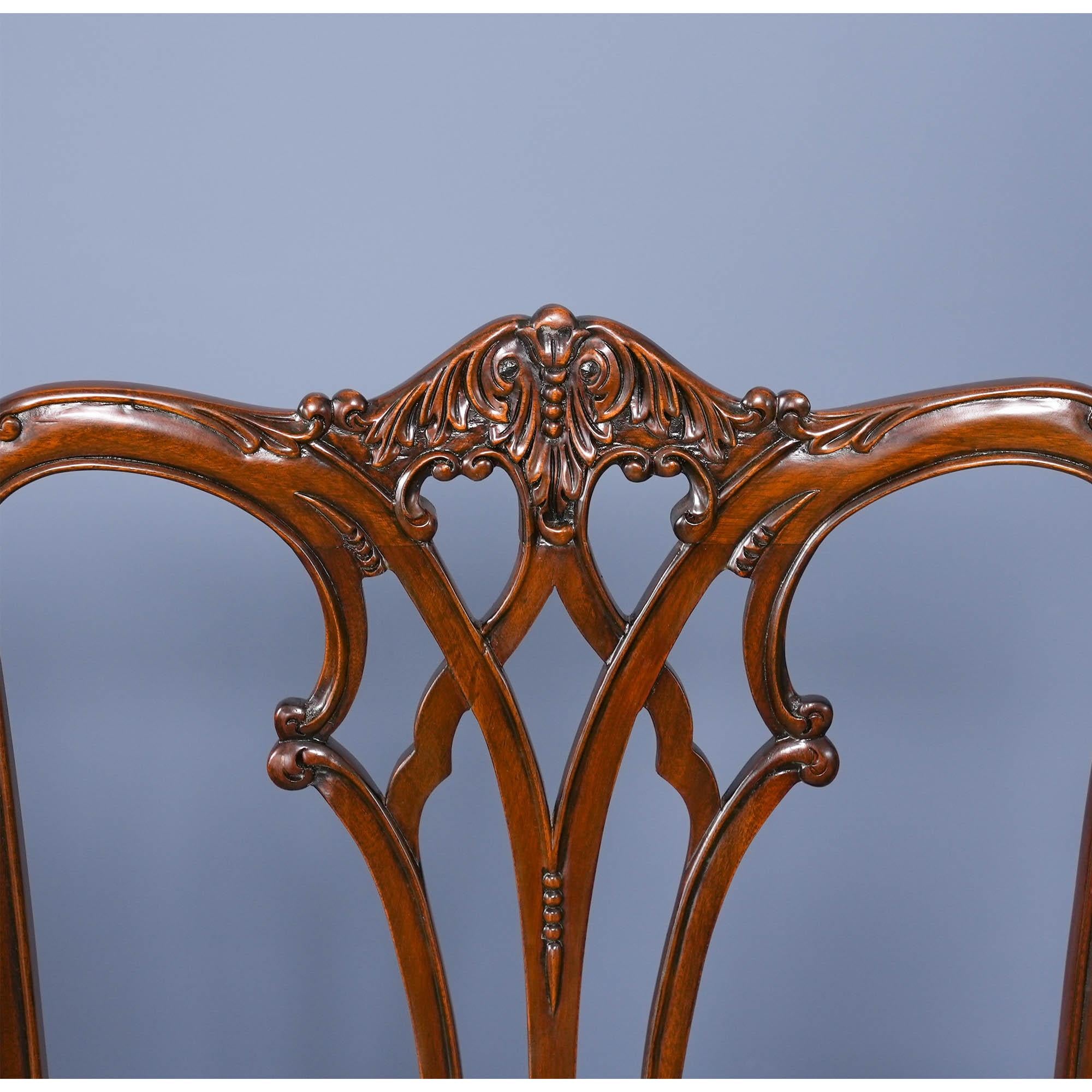 Sedie Chippendale gotiche in mogano, set di 10 pezzi in vendita 3