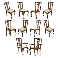 Gothic Mahogany Chippendale Chairs, Set of 10