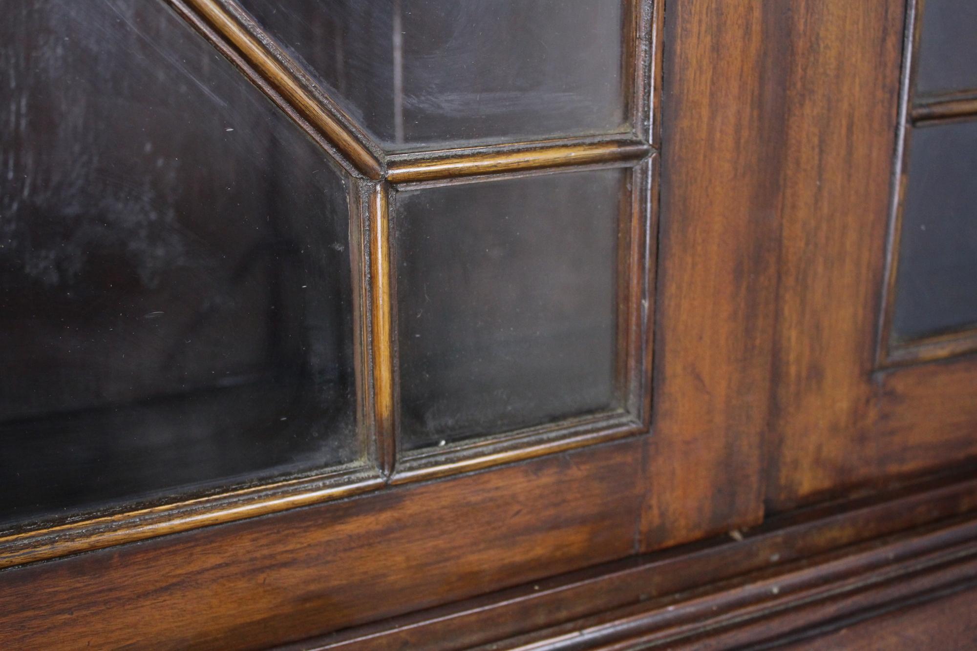 Gothic Mahogany Secretaire and Bookcase, Original Glass For Sale 4