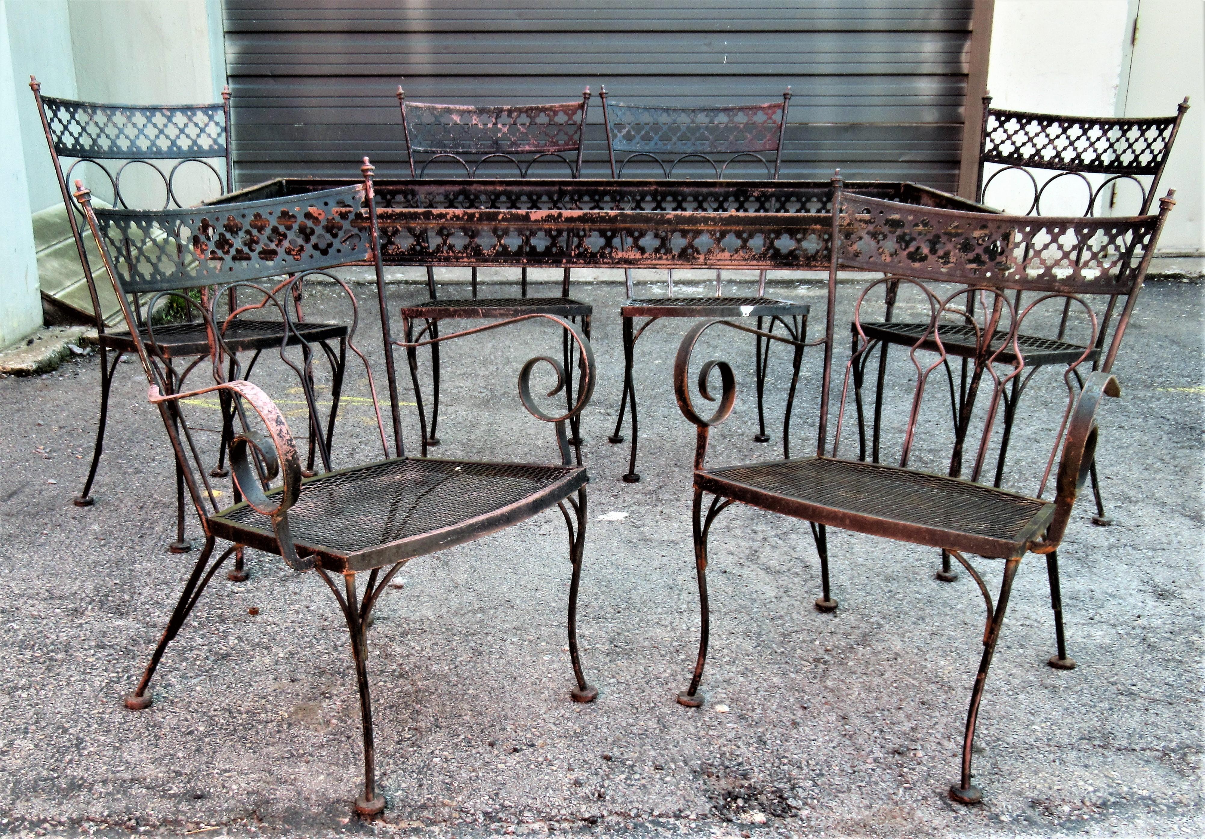 Gothic Modernist Style Wrought Iron Table and Chairs 9