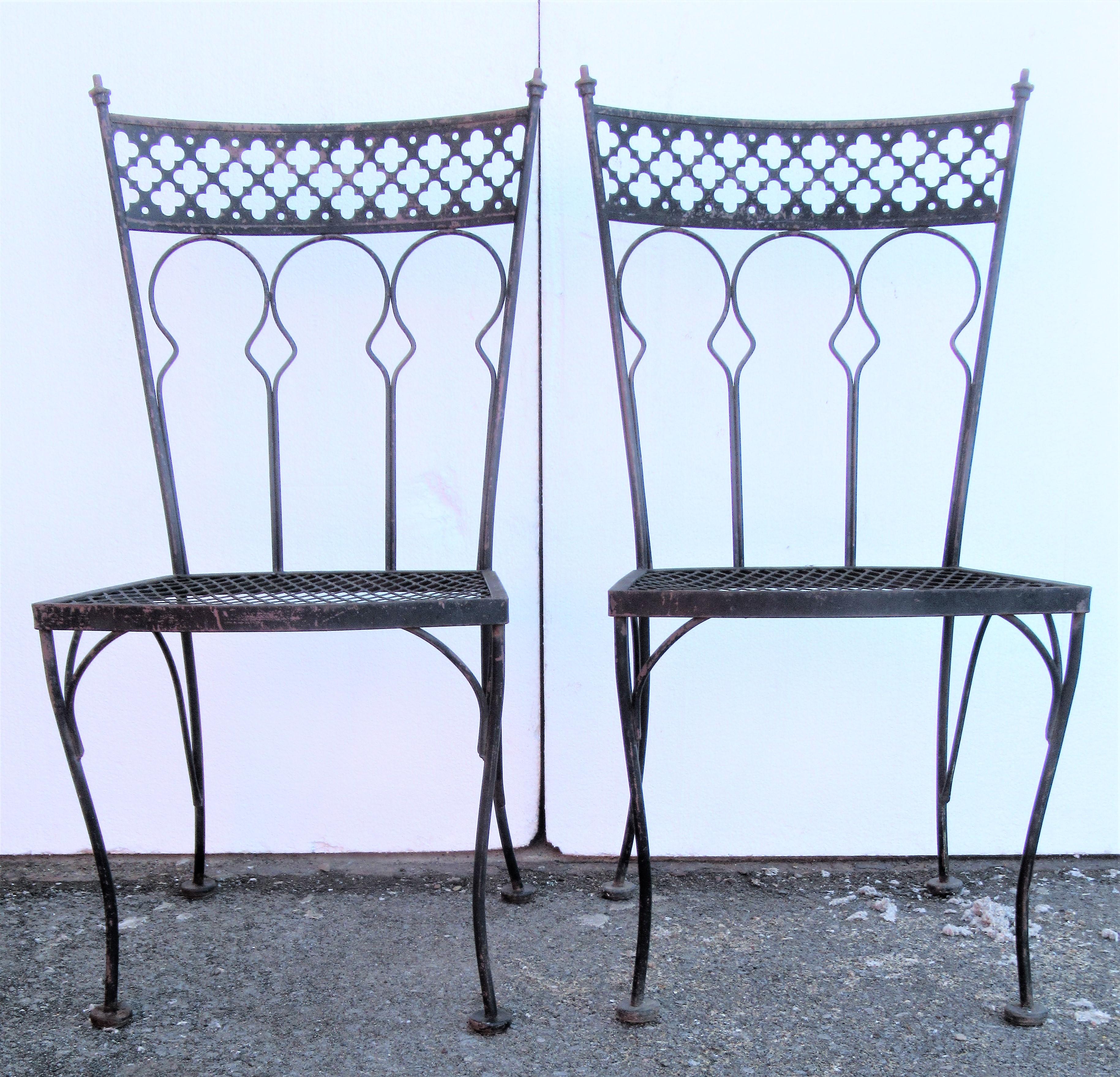 American Gothic Modernist Style Wrought Iron Table and Chairs
