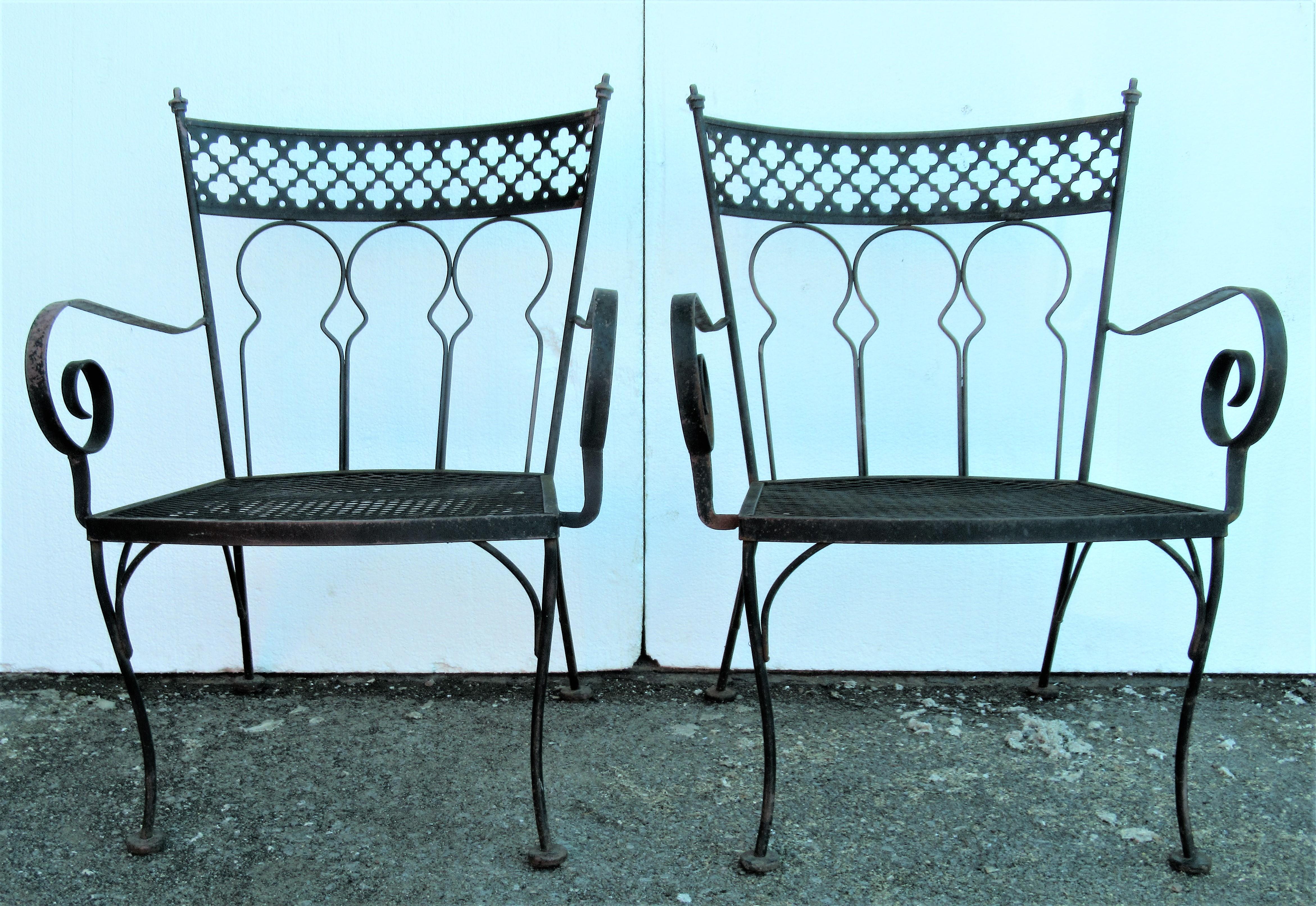 20th Century Gothic Modernist Style Wrought Iron Table and Chairs