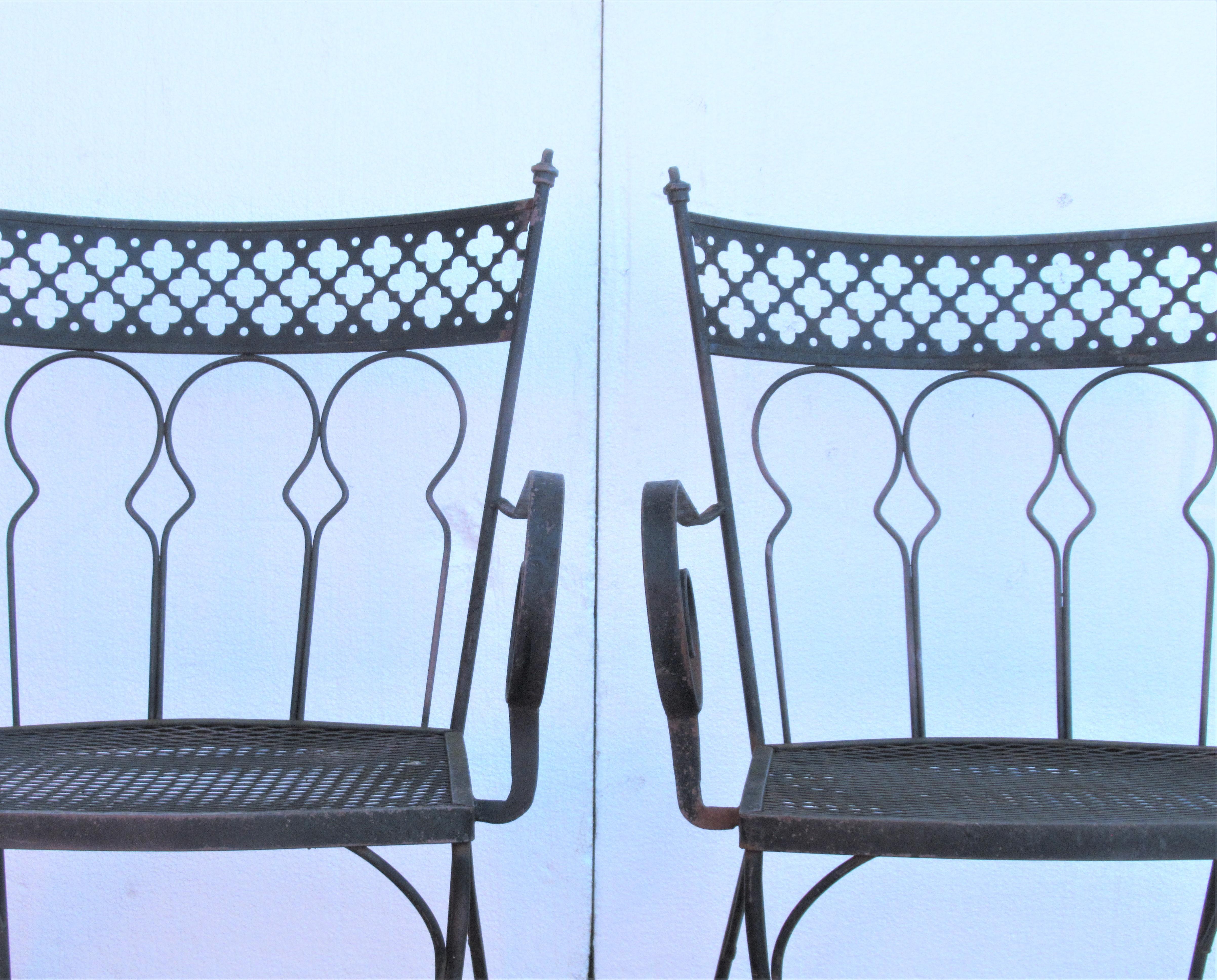 Gothic Modernist Style Wrought Iron Table and Chairs 1