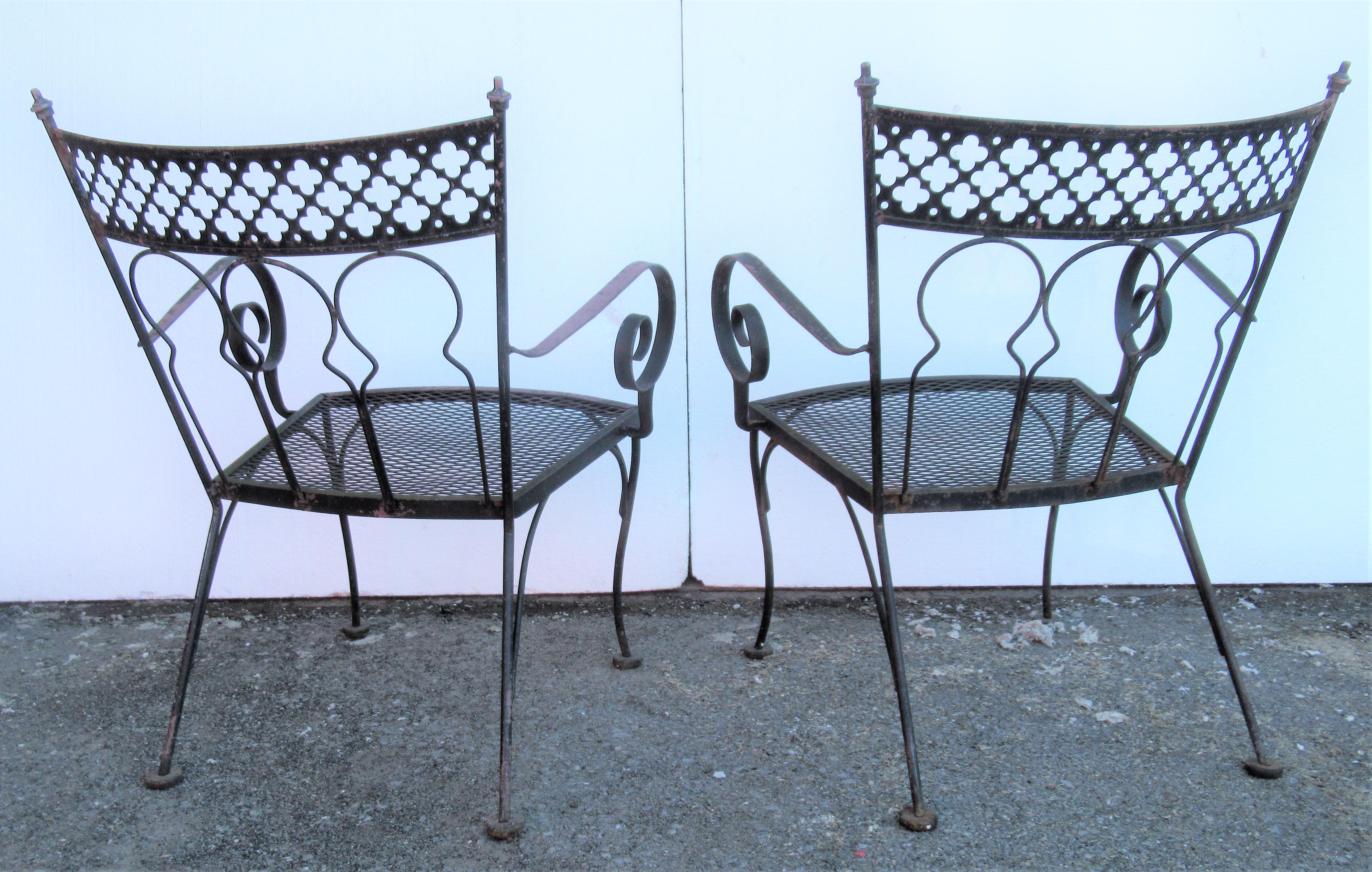 Gothic Modernist Style Wrought Iron Table and Chairs 2