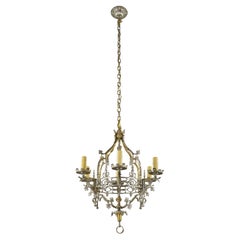 Lustre gothique à 6 bras en bronze nickelé
