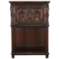 Antique Gothic Oak Cabinet by Karcher & Rehn Company, 1920s