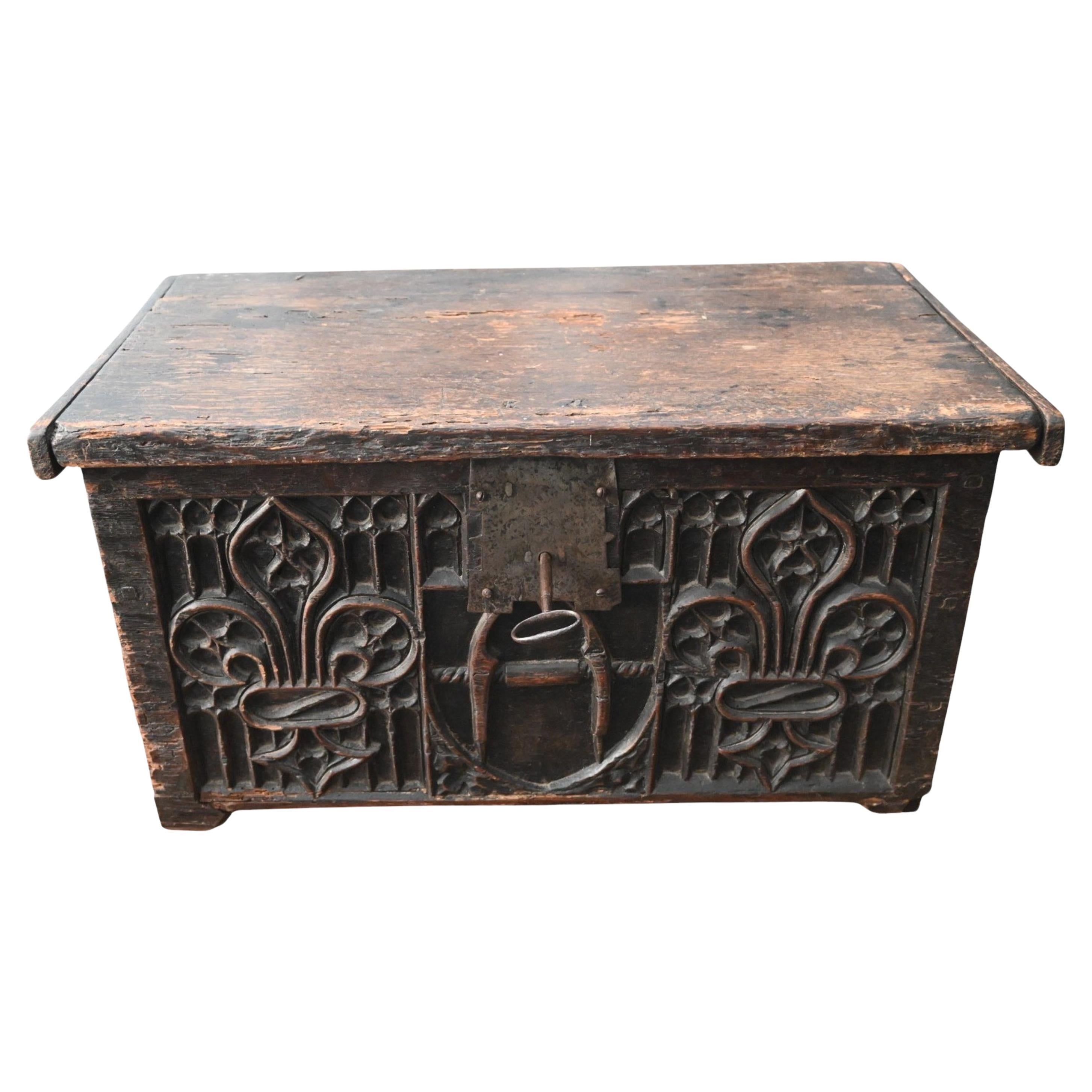 Gothic Oak Chest – Northern France, Circa 1320–1360 For Sale