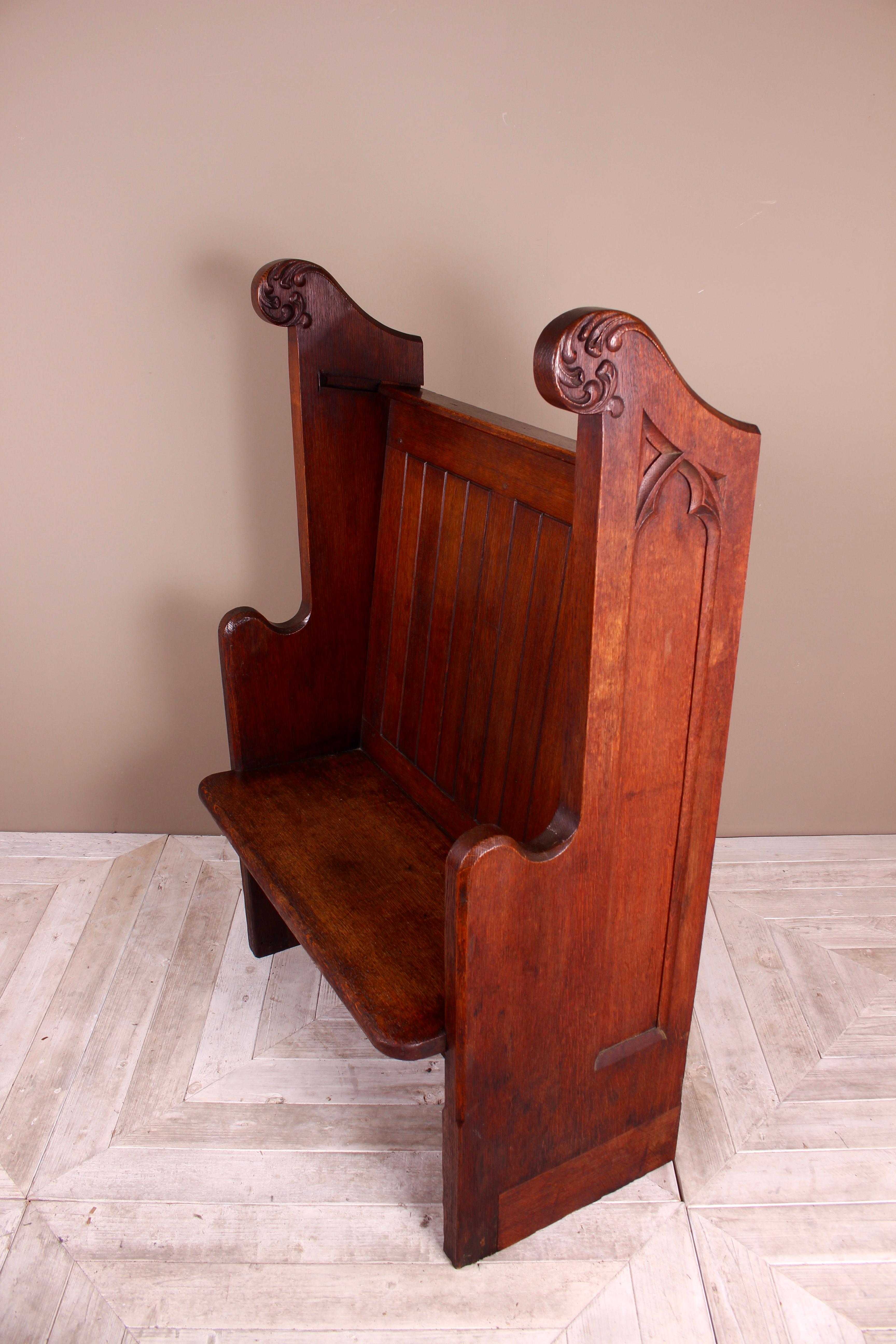 Gothic Oak Church or Hall Seat In Good Condition In Heathfield, East Sussex