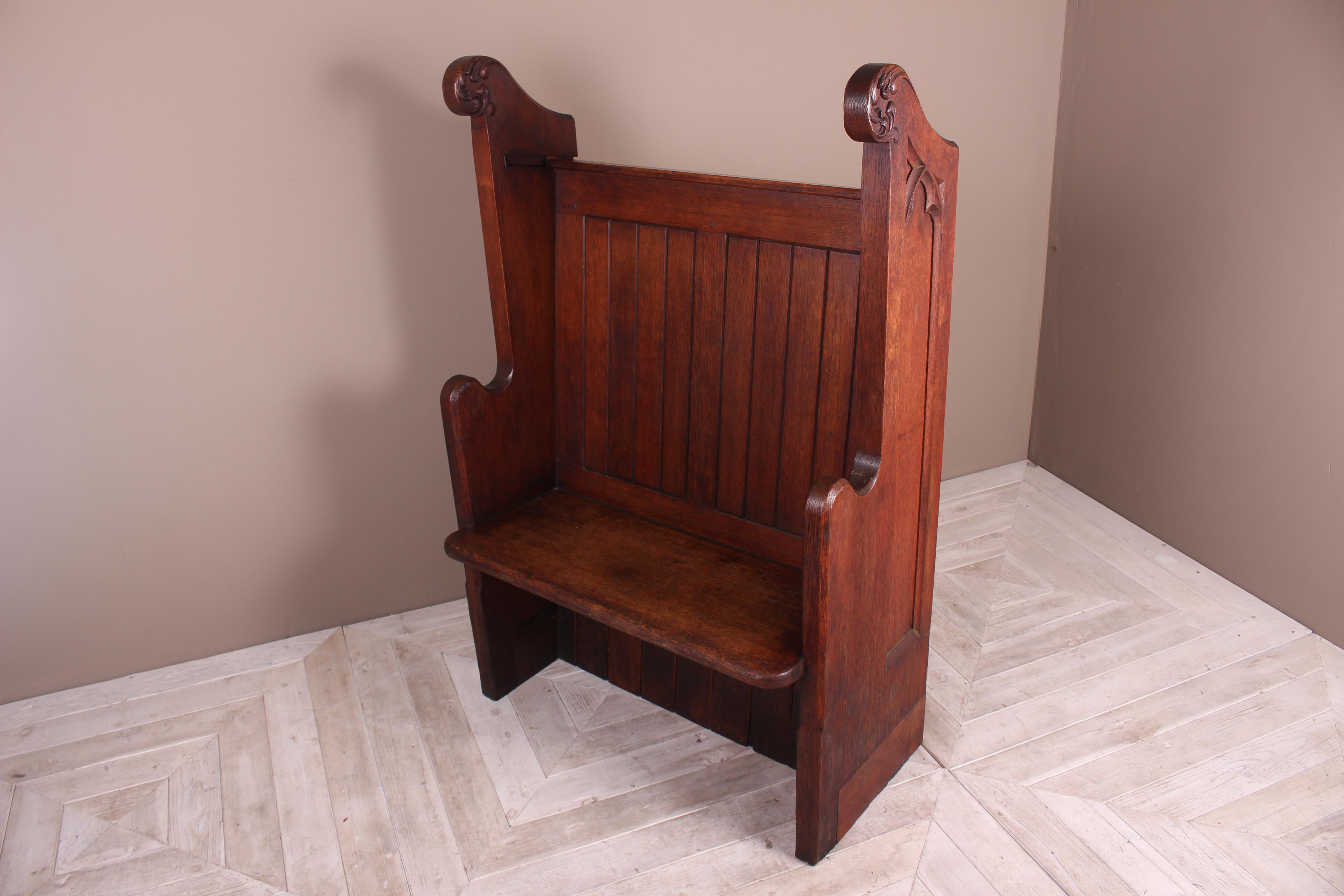 Gothic Oak Church or Hall Seat 1