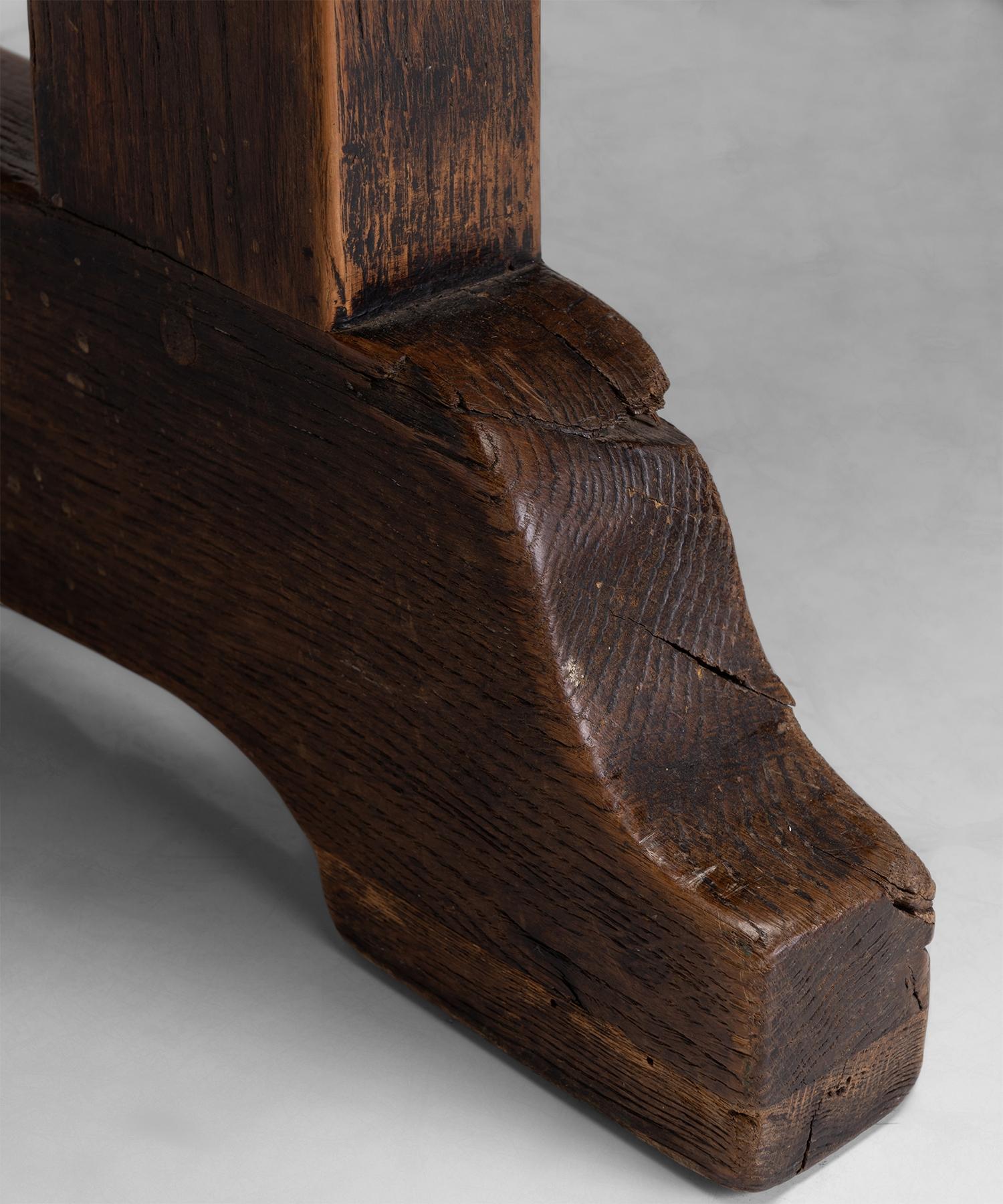 Gothic Oak Console Table, England, circa 1890 In Good Condition In Culver City, CA