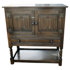 Gothic Oak Cupboard with Drawer and Under-tier