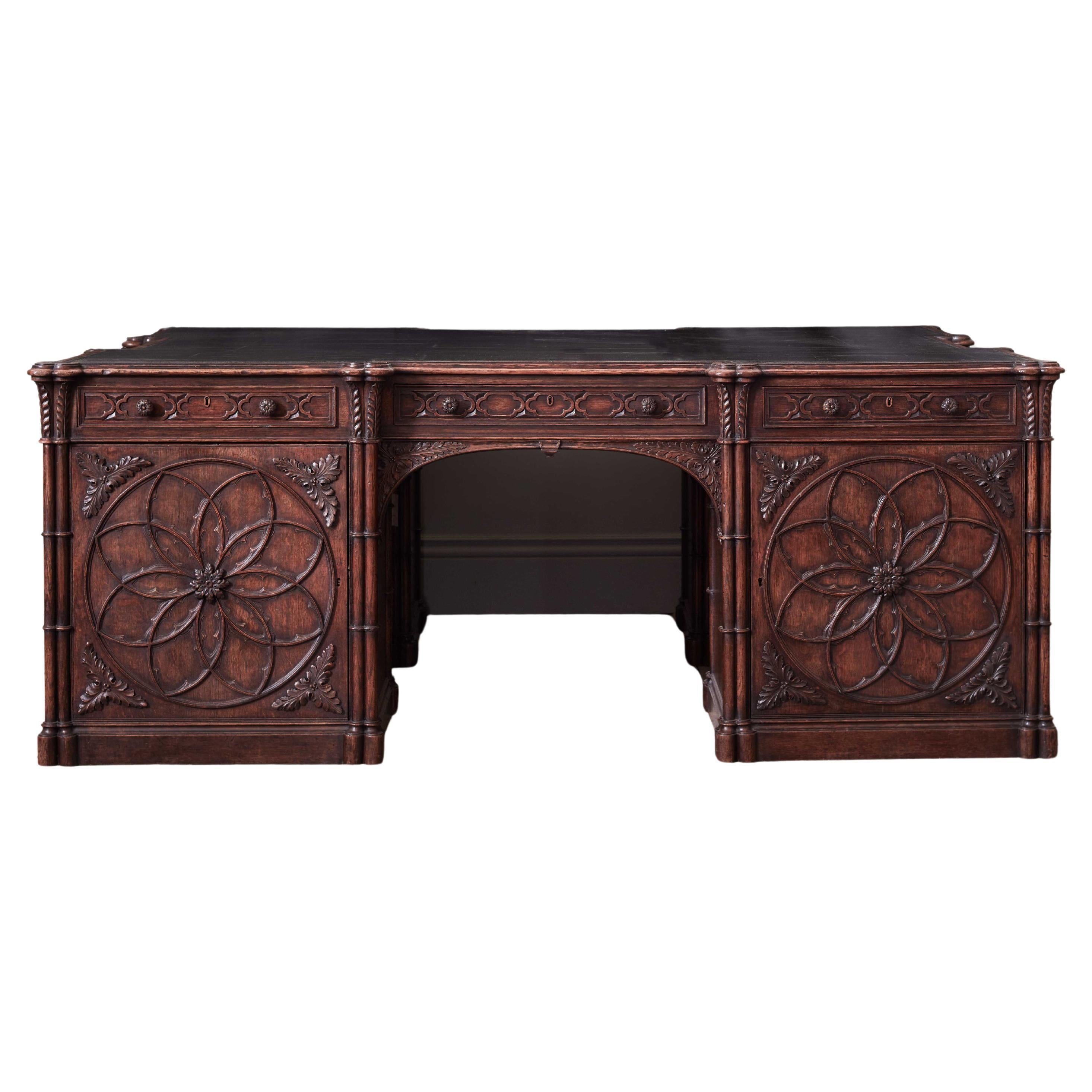 Gothic Oak Desk, Early 19th Century