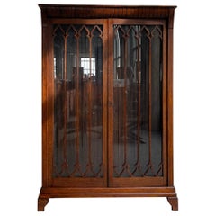 Gothic Oak Glass Front Display Cabinet
