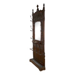 Gothic Oak Hall Stand with Mirror, circa 1895