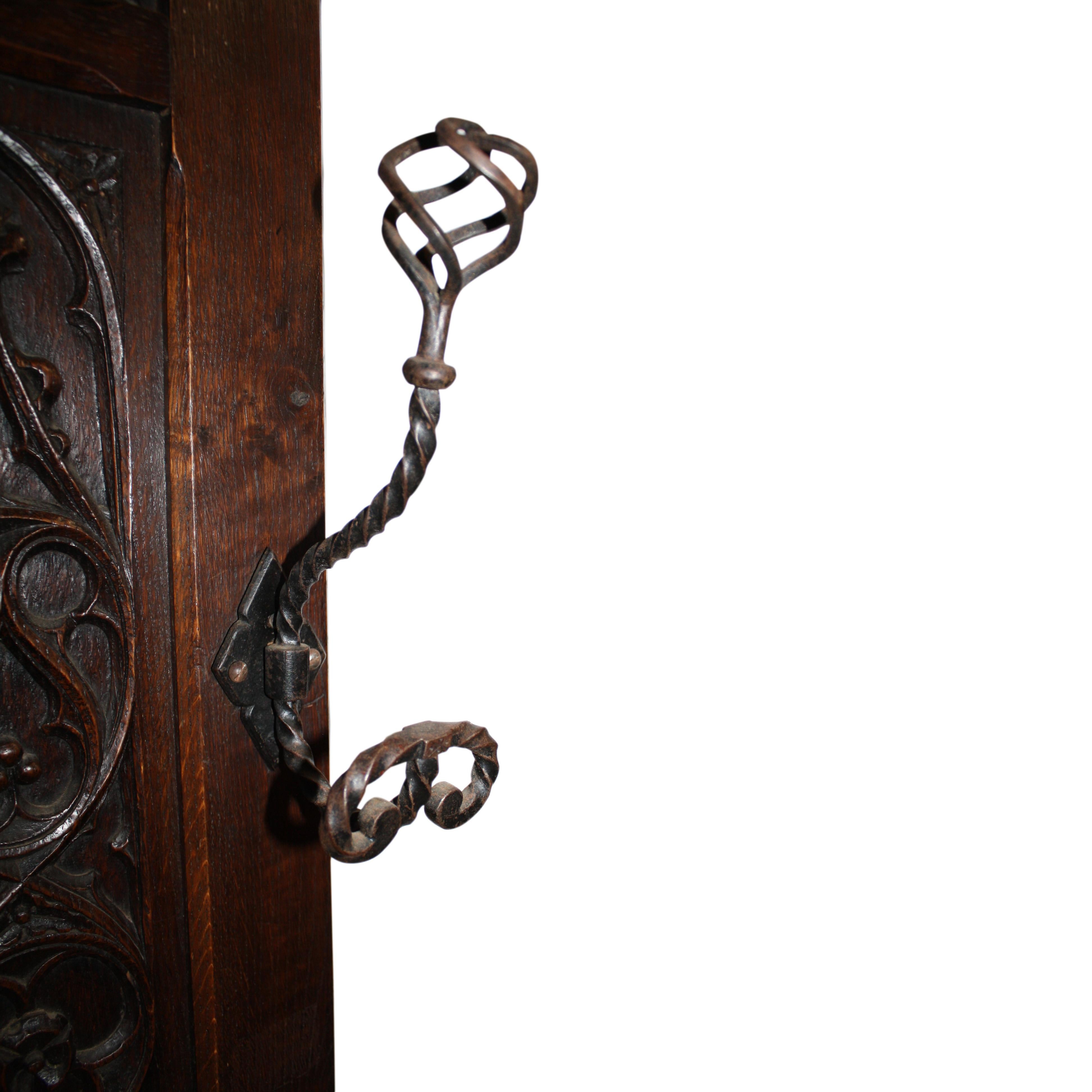 European Gothic Oak Hall Stand with Mirror, circa 1895 For Sale