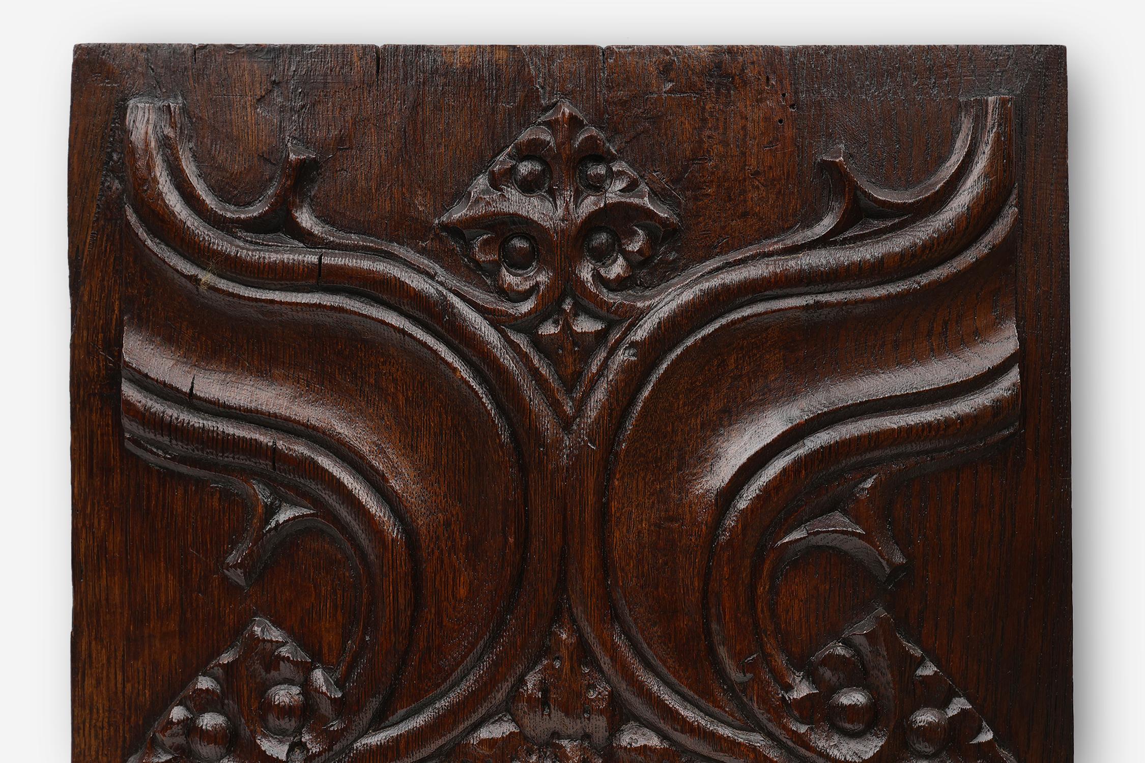 Belgian Gothic oak sculpted panel from the 16th century, Belgium For Sale