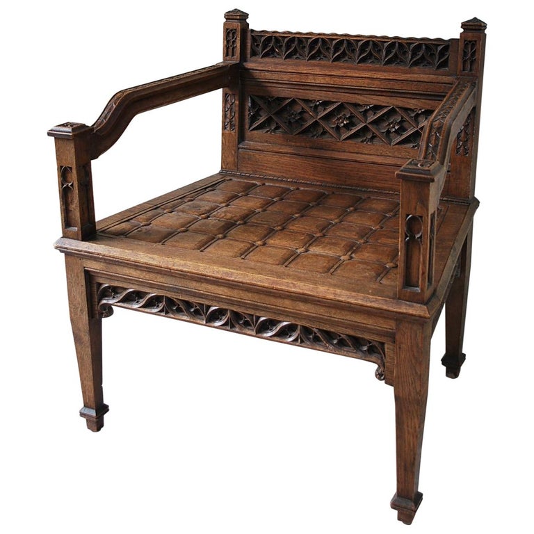 Gothic Oak Throne Armchair For Sale At 1stdibs