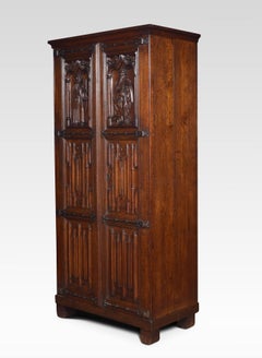 Gothic Oak Two-Door Cupboard