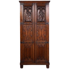 Gothic Oak Two-Door Cupboard