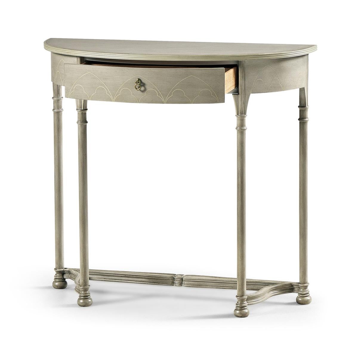 Vietnamese Gothic Painted Console Table, Grey