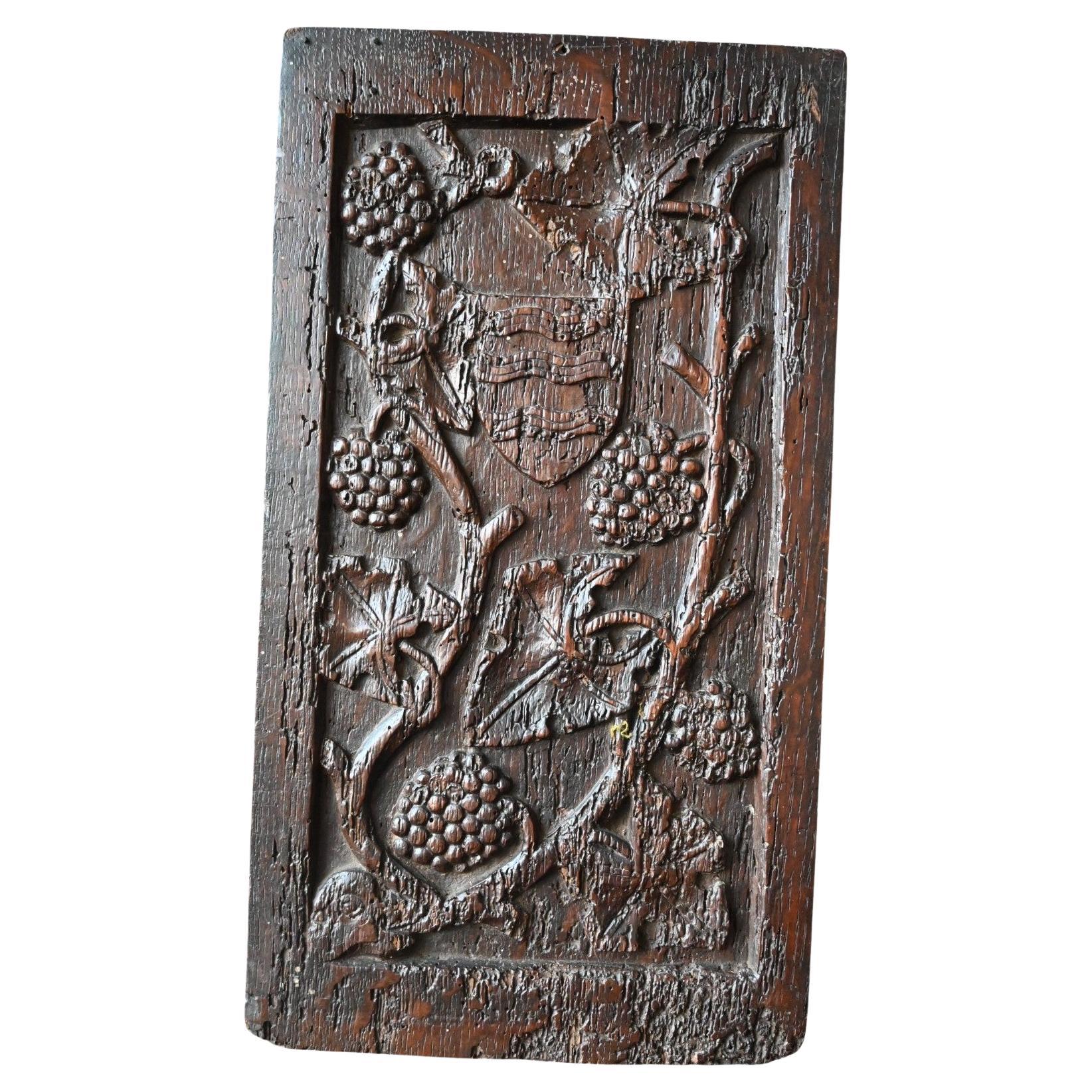 Gothic period carved oak panel, 14th - 15th century
