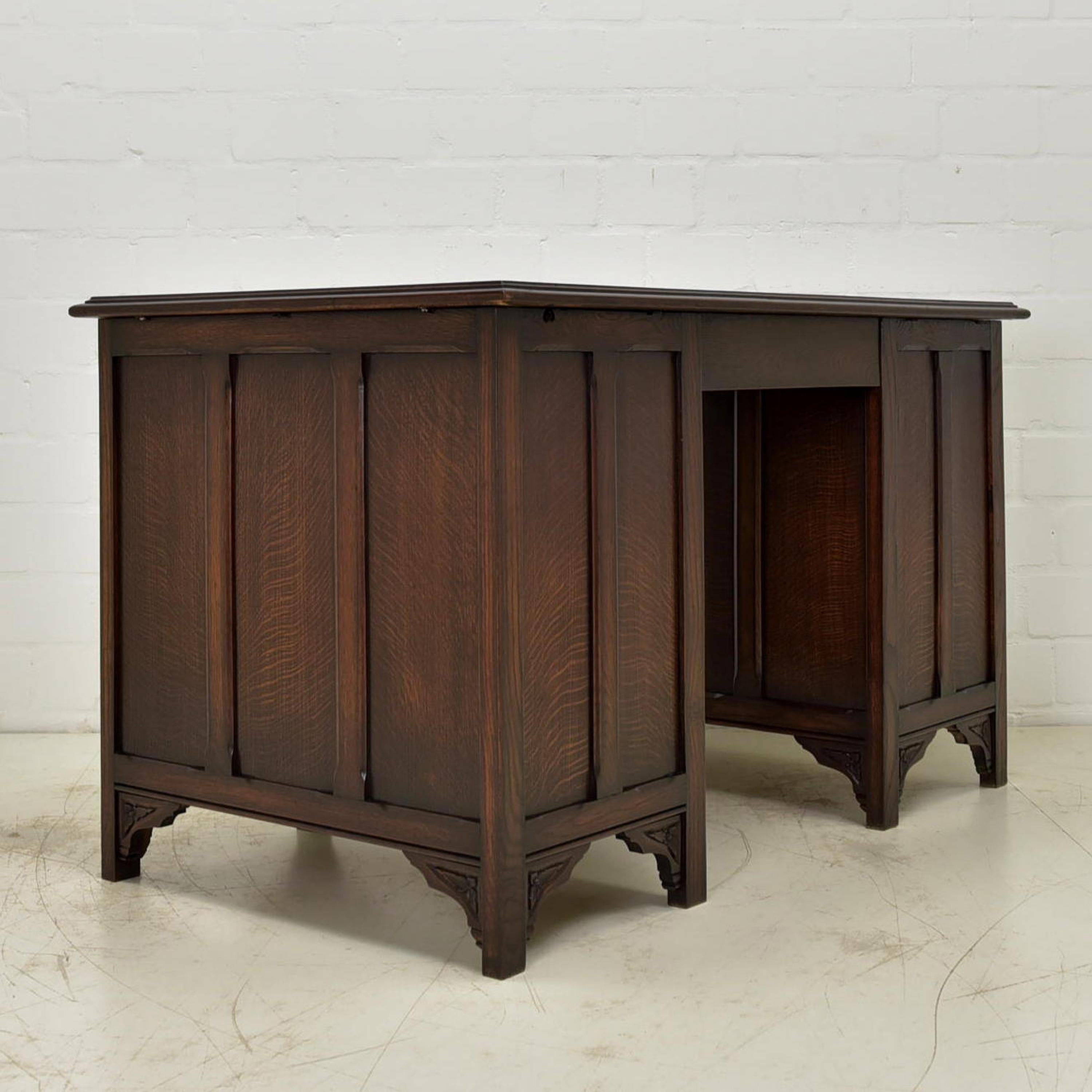 Gothic Period Desk Furniture in Solid Oak, 1960 7