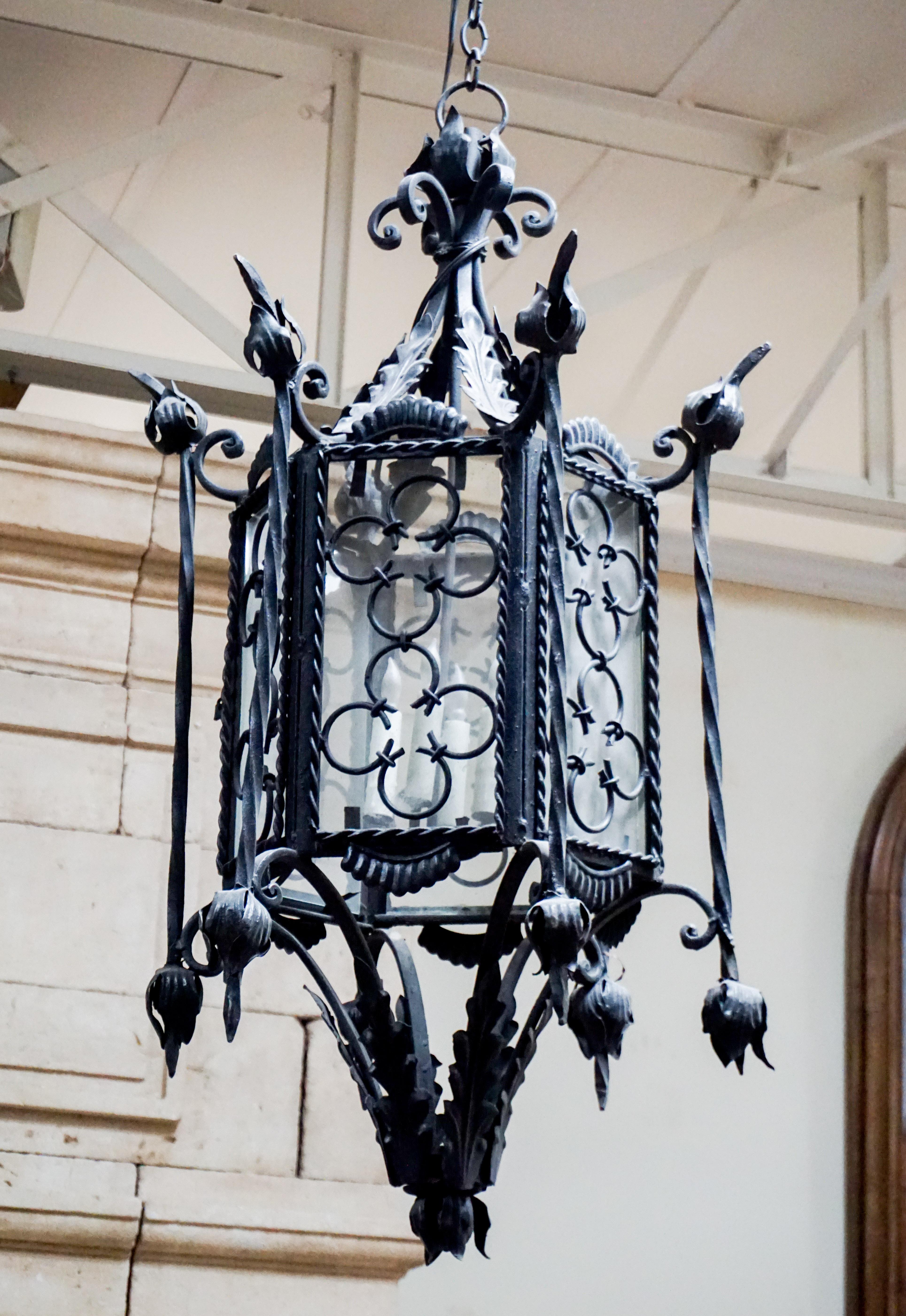20th Century Gothic Quatrefoil Motif Hanging Lantern