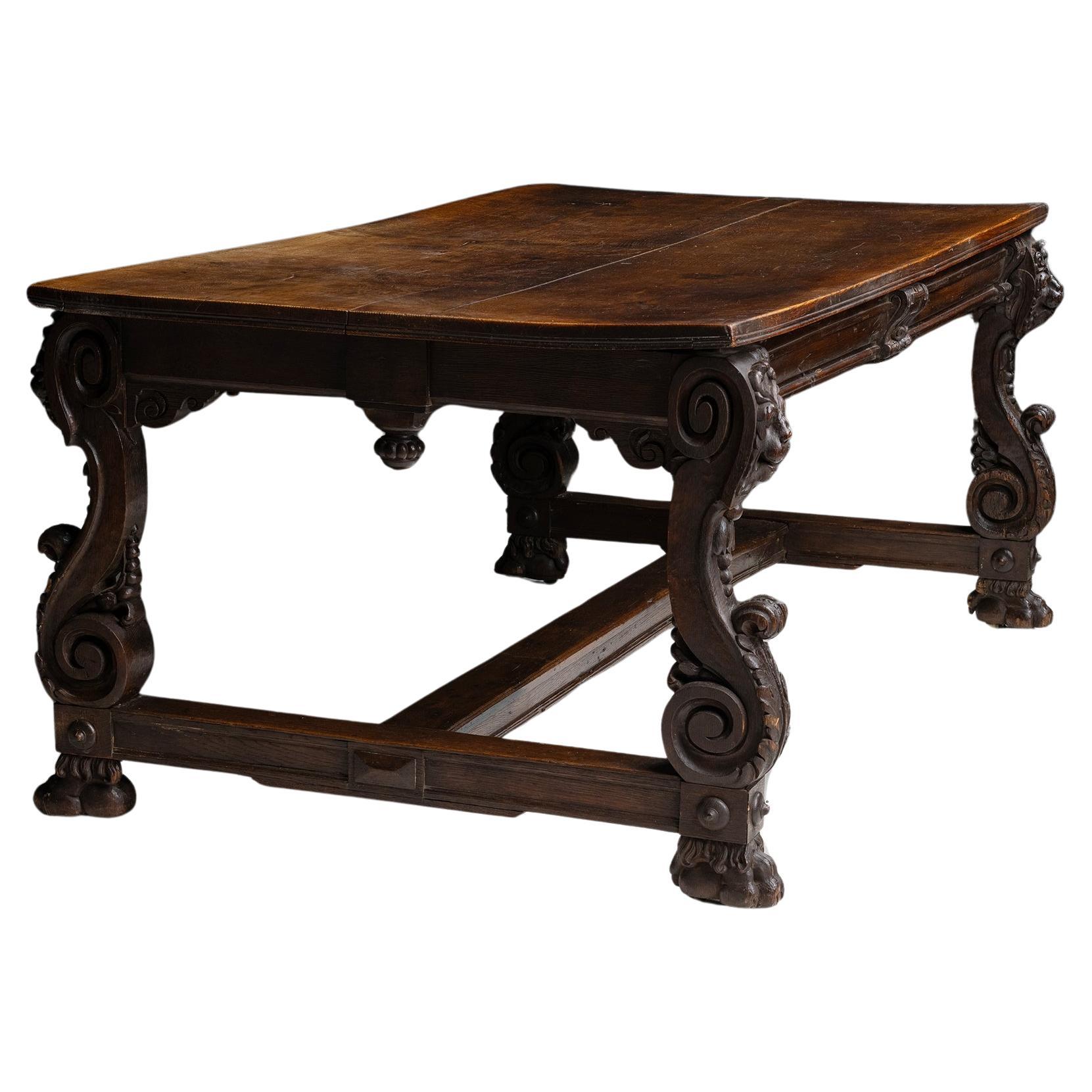 Gothic Refectory Table, Italy circa 1870