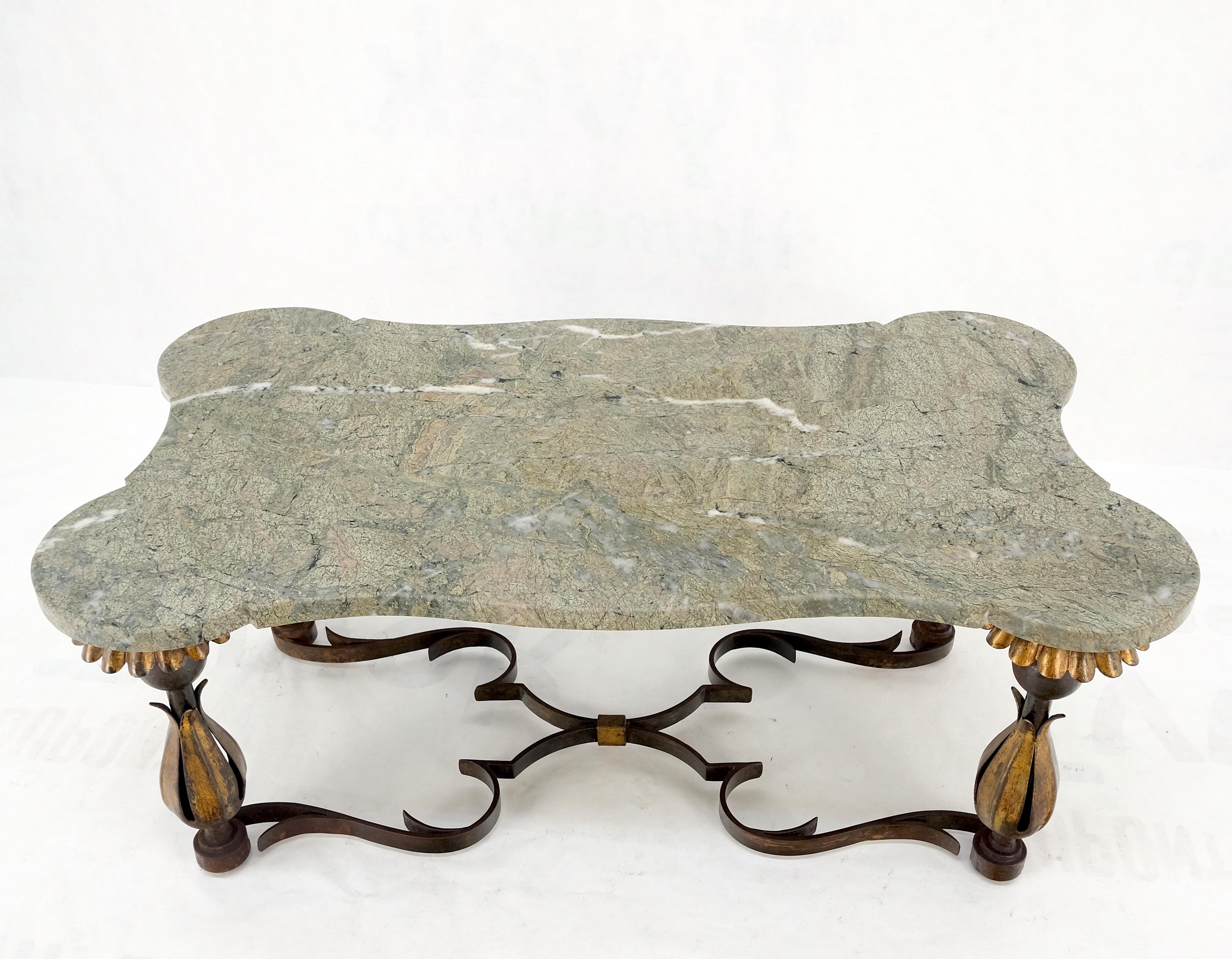 Gothic Regency Italian Forged Metal Base Figural Marble Top Coffee Table Mint! 5