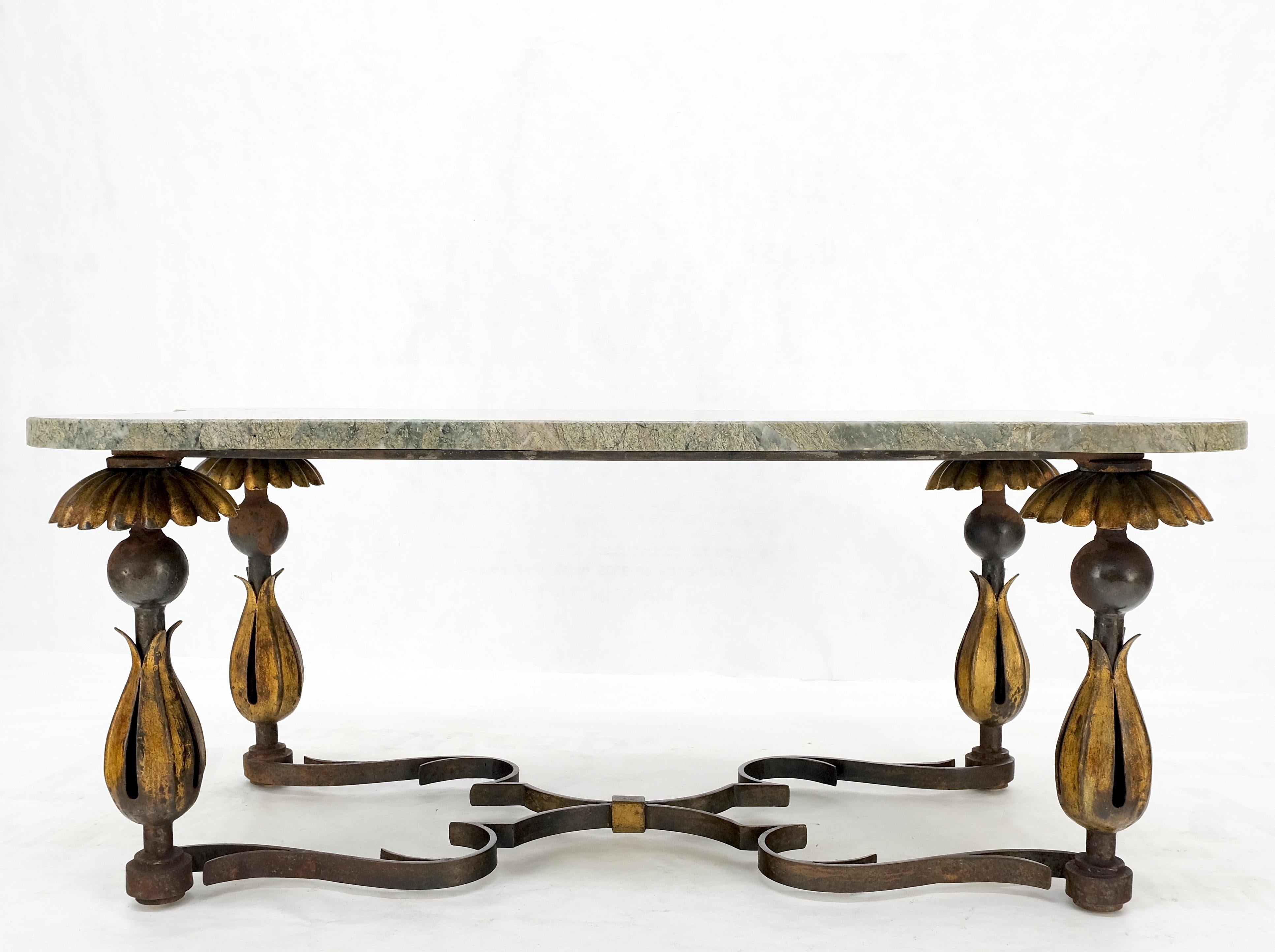 Gothic Regency Italian Forged Metal Base Figural Marble Top Coffee Table Mint! 6