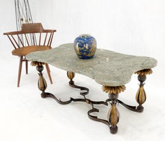 Gothic Regency Italian Forged Metal Base Figural Marble Top Coffee Table Mint!
