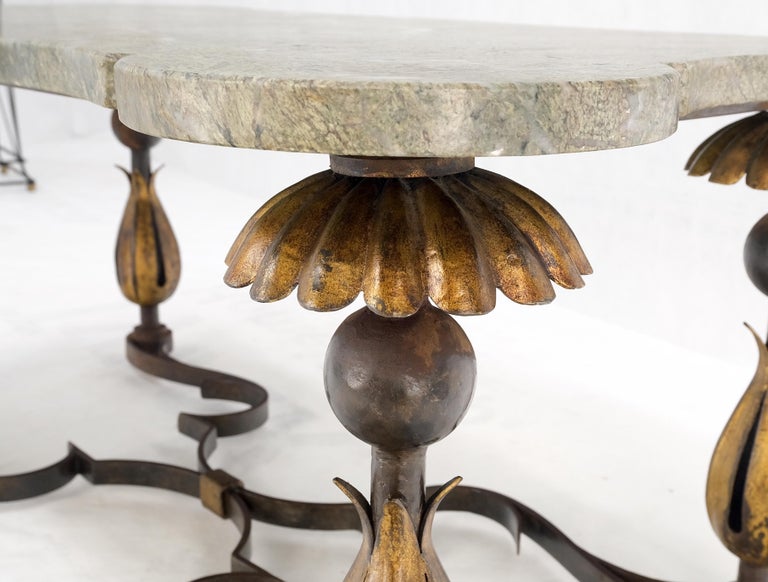 Gothic Regency Italian Forged Metal Base Figural Marble Top Coffee ...