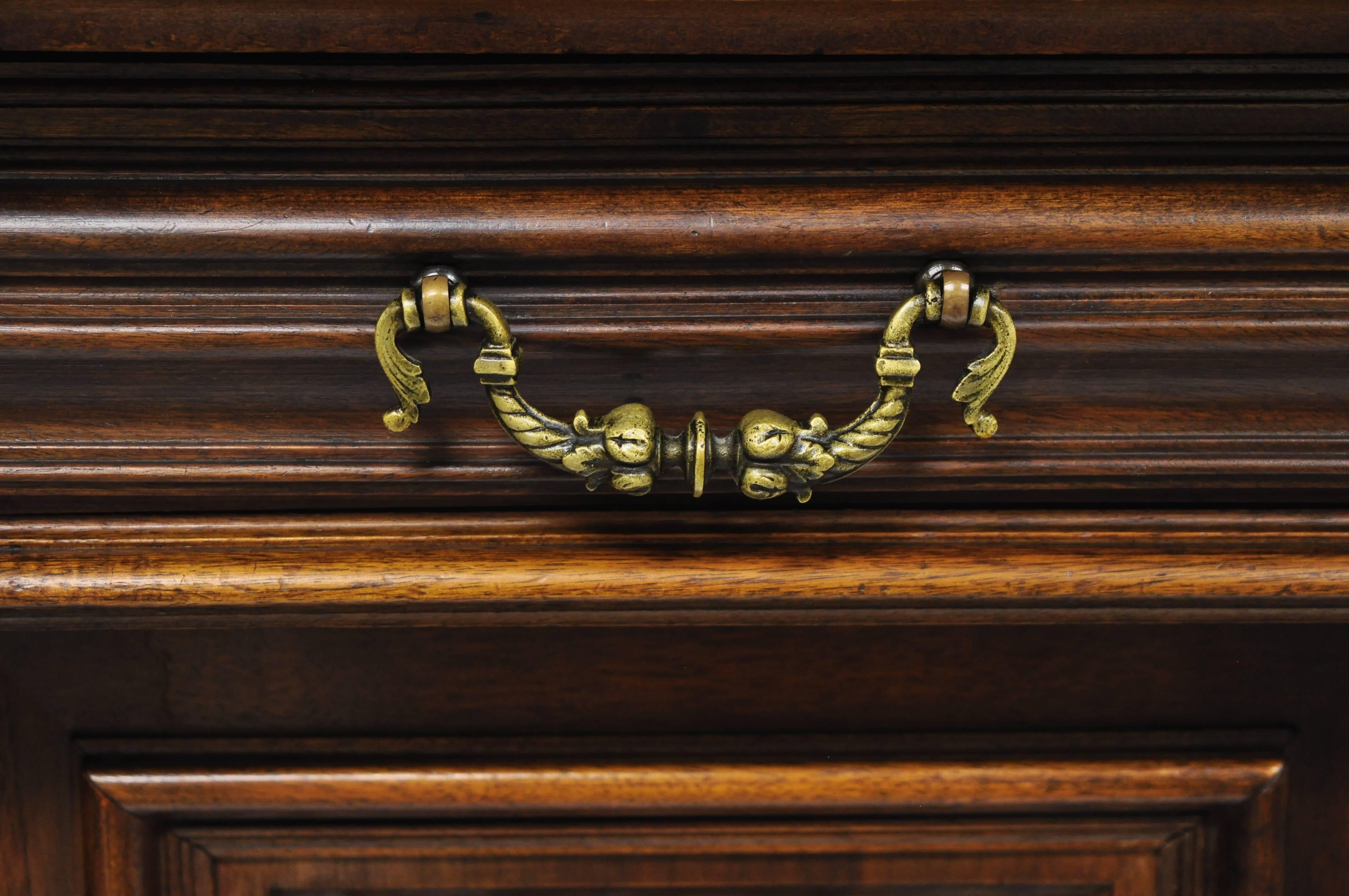 19th Century Gothic Renaissance Revival Carved Walnut Dragon Griffin Sideboard Hutch Cabinet For Sale