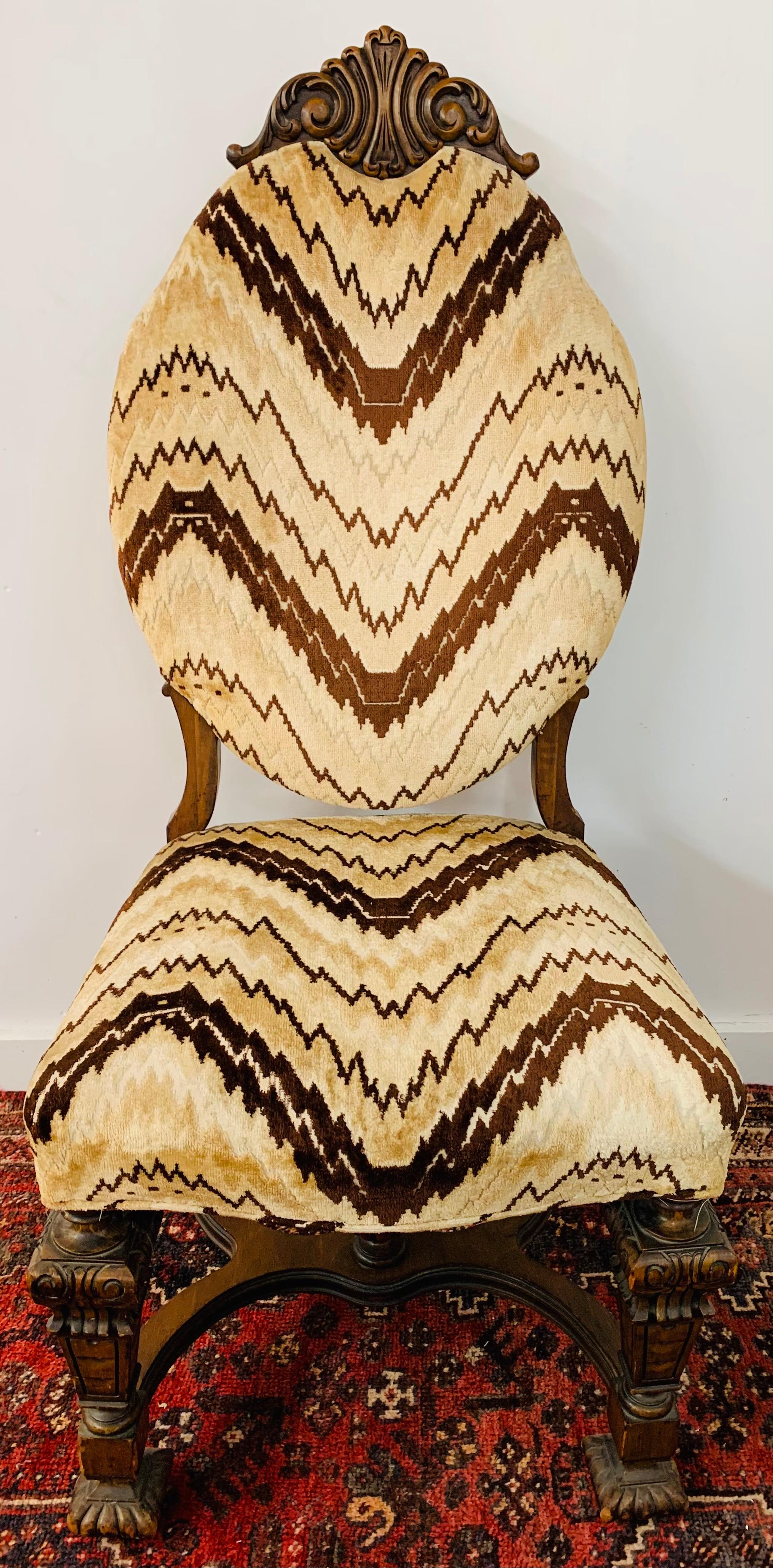 Gothic Revival Gothic Renaissance Style Oak Side Chair, a Pair