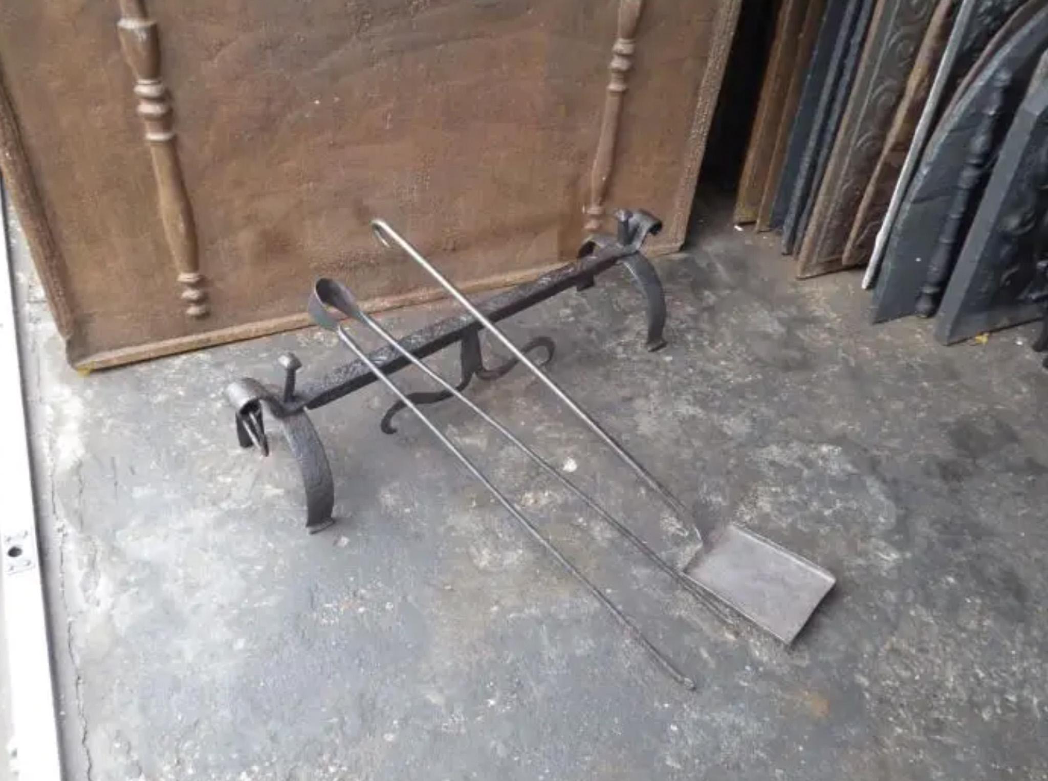 Forged Gothic Rest for Fireplace Tools, 17th Century For Sale